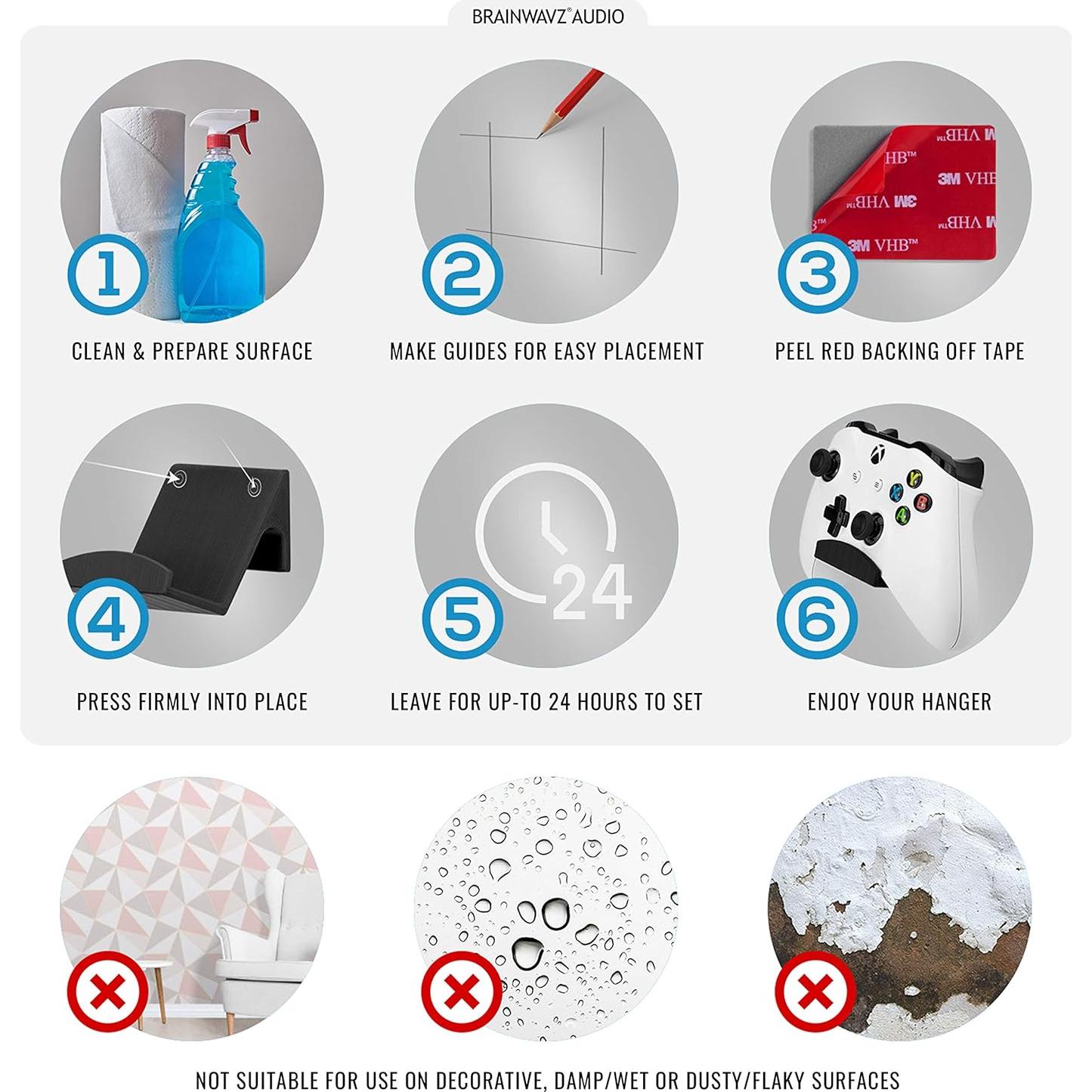 Soporte de Pared Brainwavz para Controladores de Juego - Paquete de 2