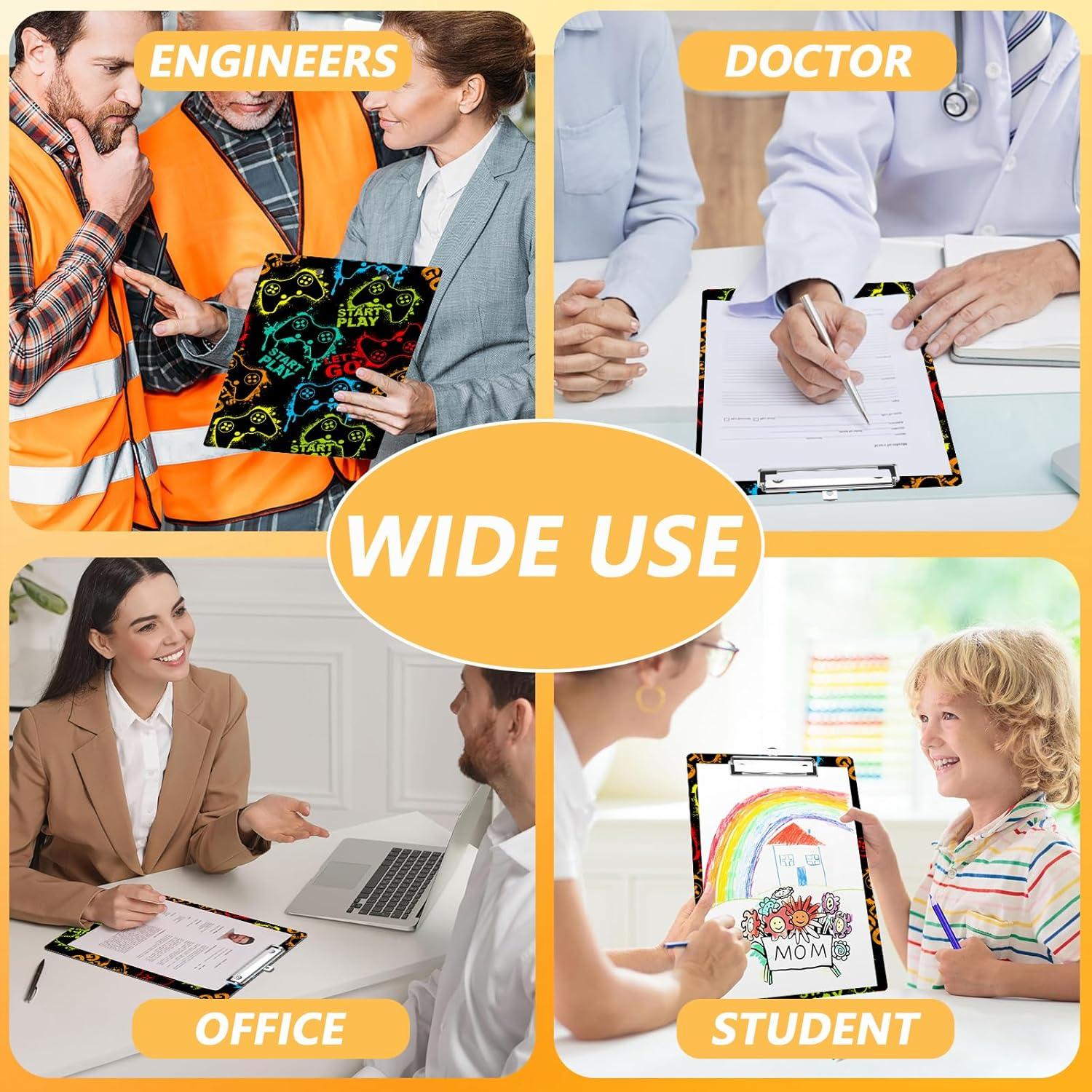 Gaming Game Clipboard, Video Game Controller Decorative Clip Board with Metal Clip Cute Plastic Clipboards A4 Standard Size 8.5" x 12.5" for Nurses, Students, Office