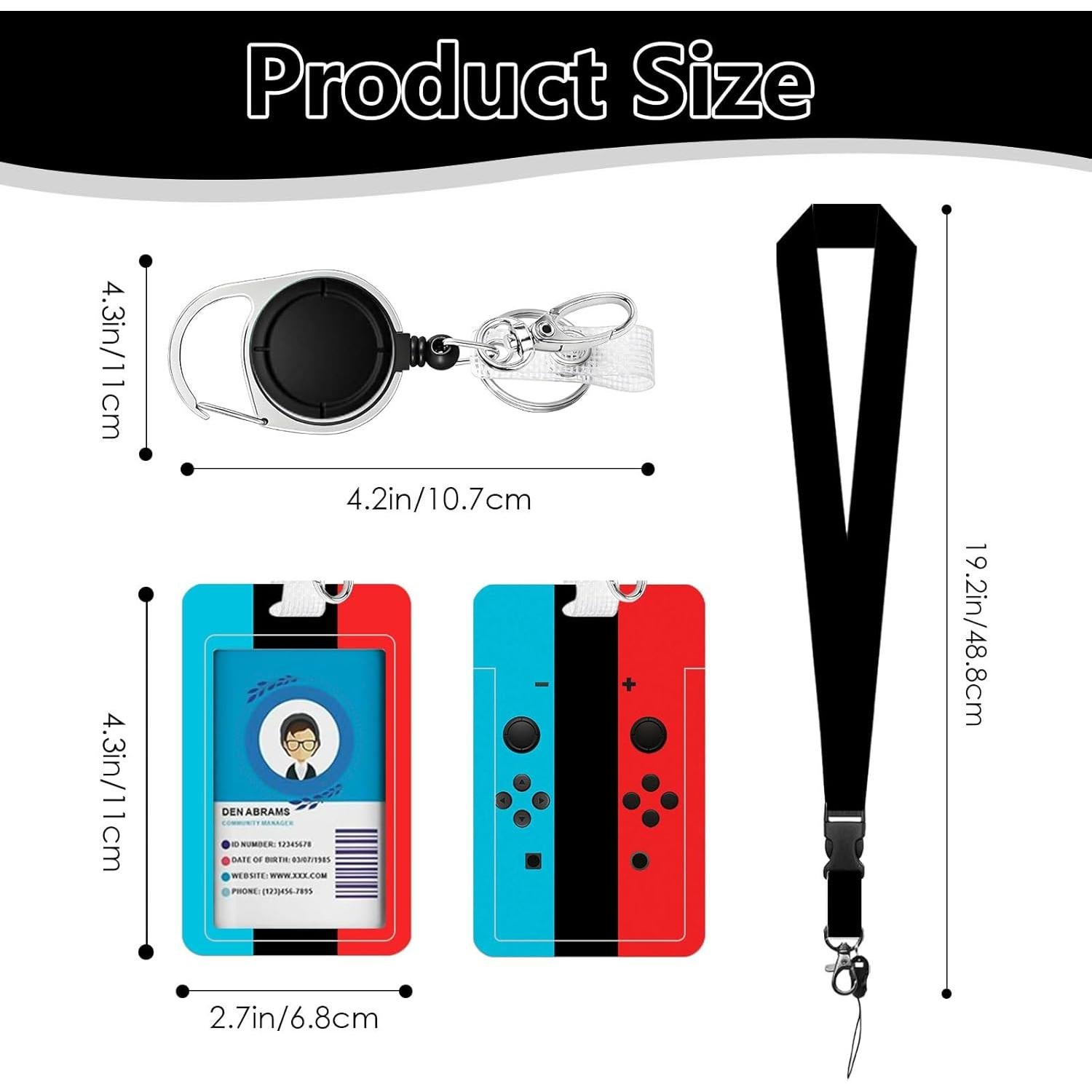 Lanyard de Identificación NIWPKDCE con Carrete Retráctil 57 cm