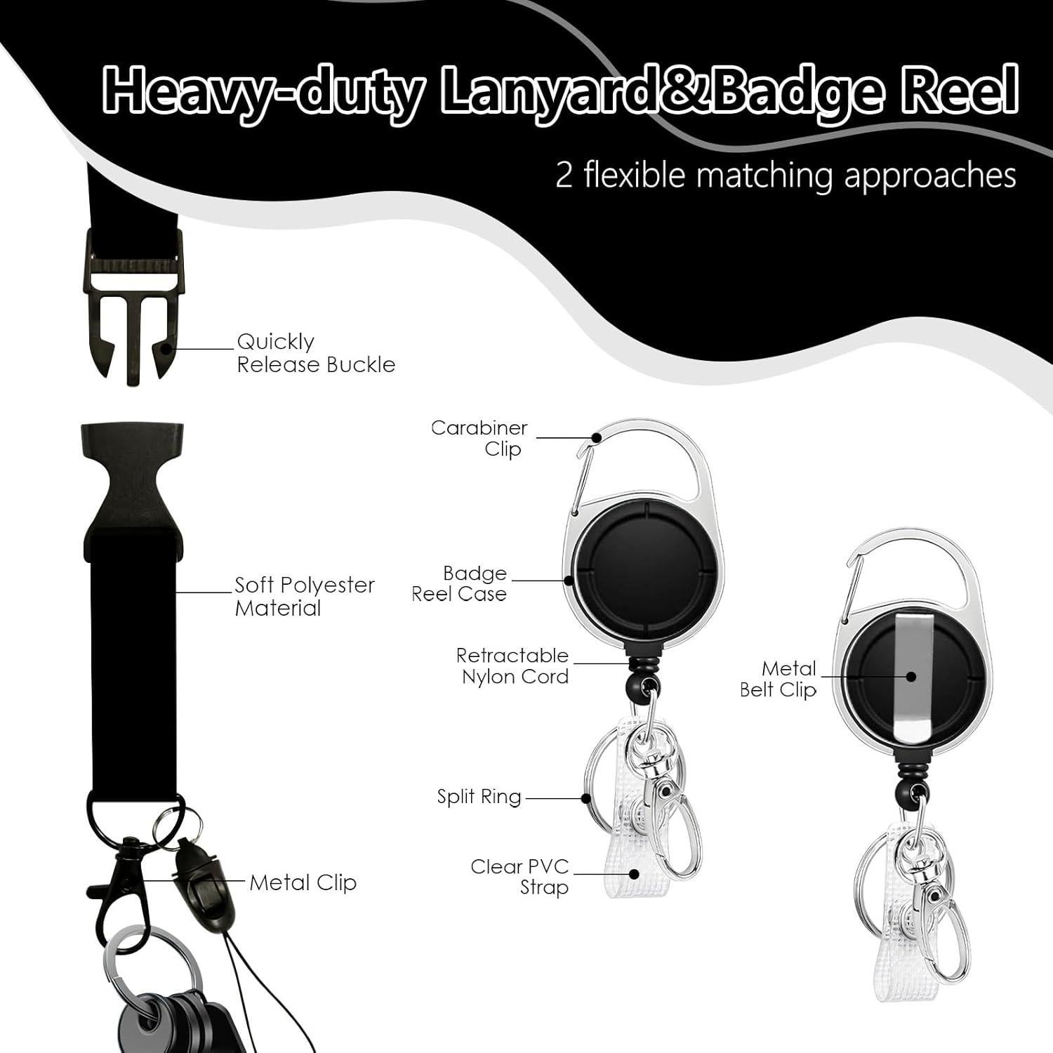 Lanyard de Identificación NIWPKDCE con Carrete Retráctil 57 cm