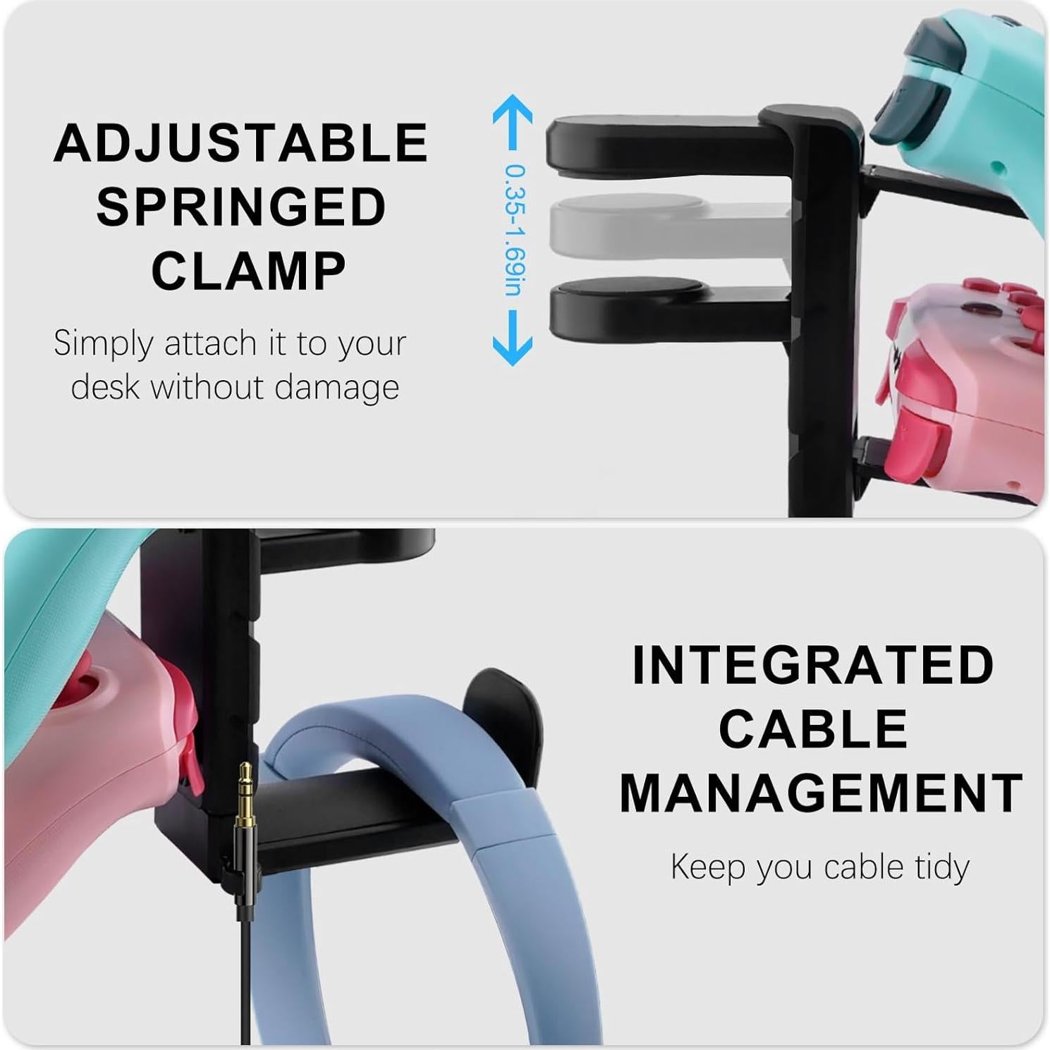 Soporte 3 en 1 para Auriculares y Controladores Bysimilai - Negro