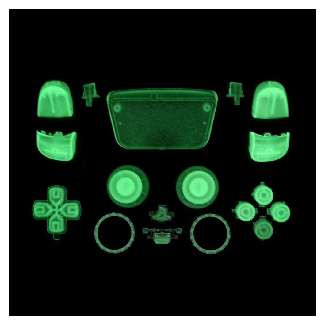 Kit de Reemplazo WPS para Controlador PS5 - 18 Piezas Brilla en la Oscuridad