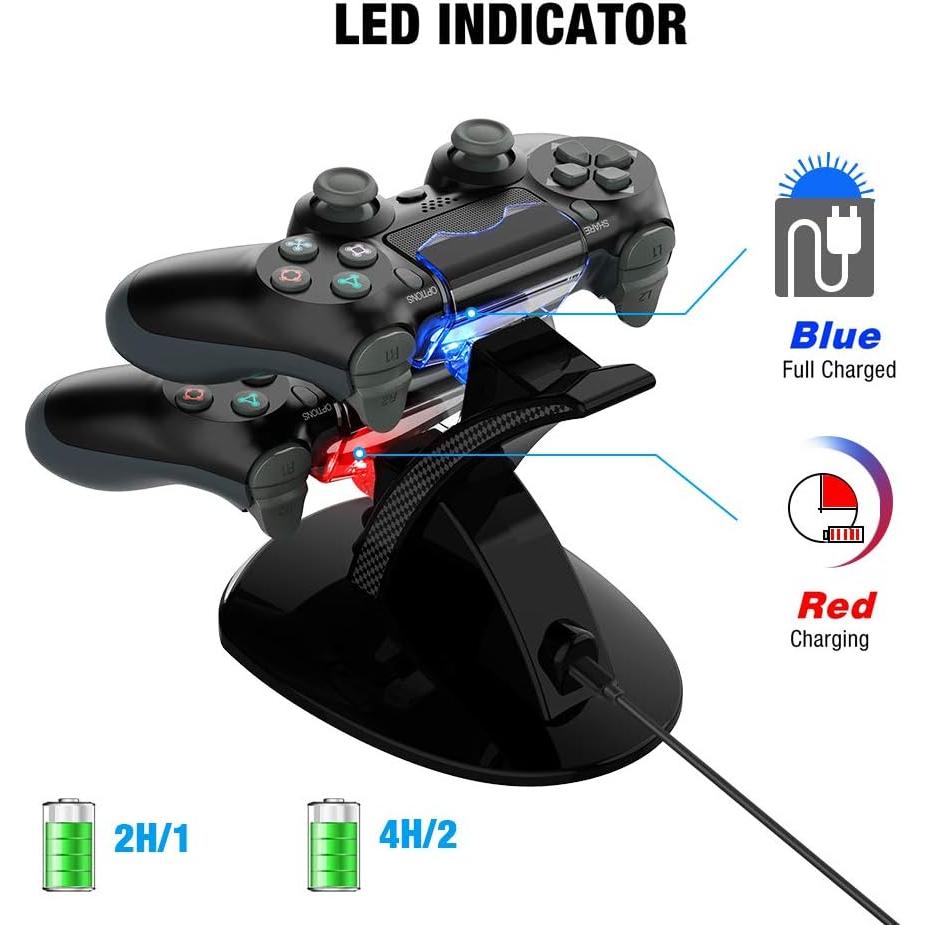 Estación de Carga Doble VSEER para Controladores PS4 - Negro