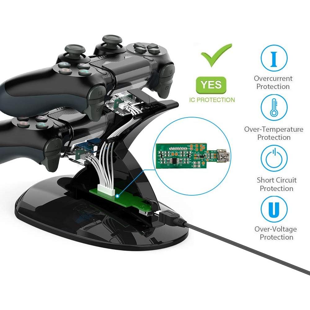 Estación de Carga Doble VSEER para Controladores PS4 - Negro