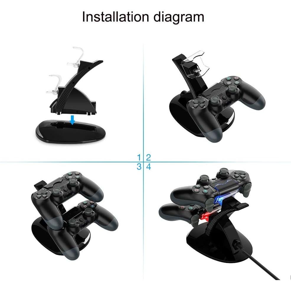 Estación de Carga Doble VSEER para Controladores PS4 - Negro