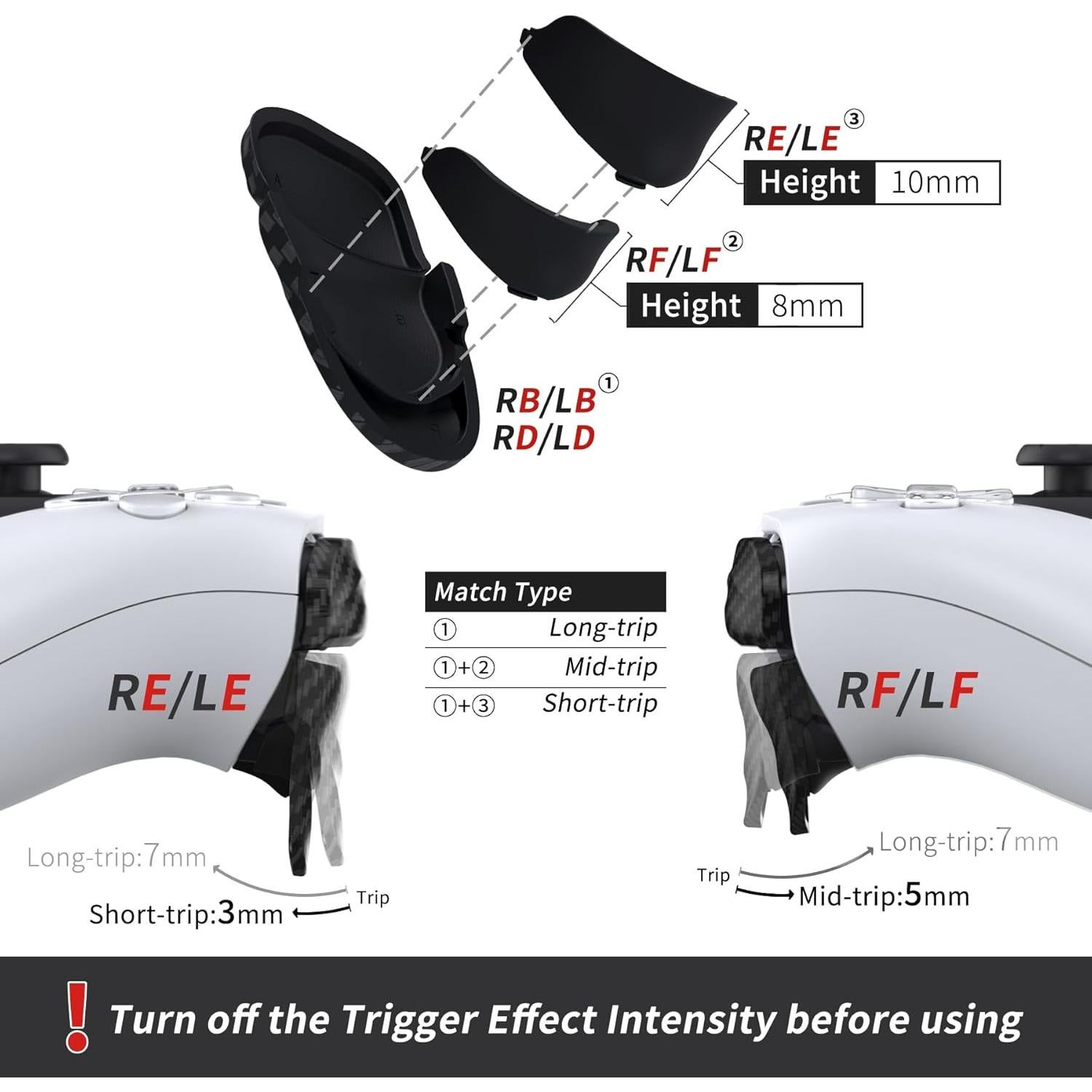 Extensores de Disparador PlayVital para Controlador PS5 - Fibra de Carbono