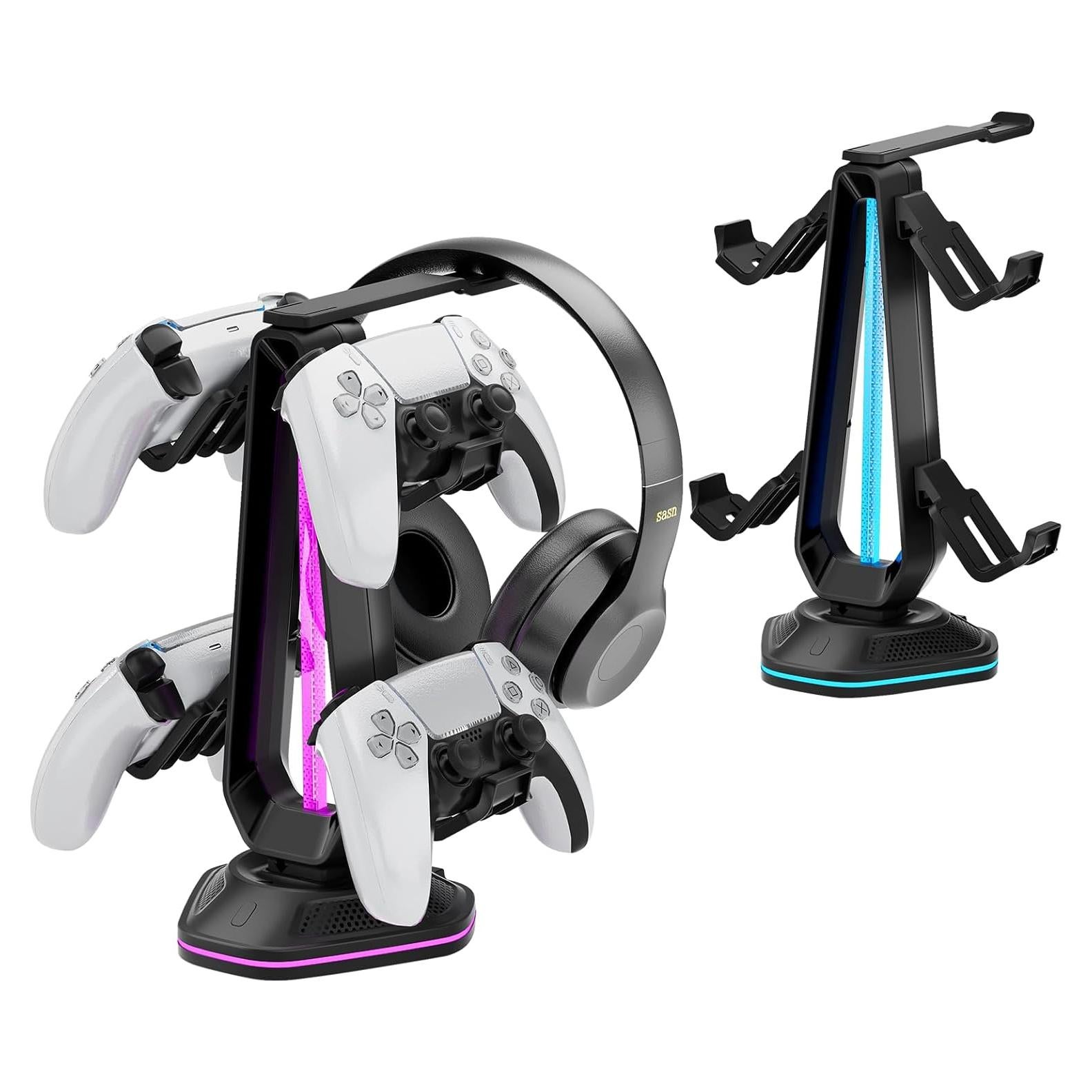 Soporte para Auriculares y Controladores RGB Saitake DZ510 con 2 USB