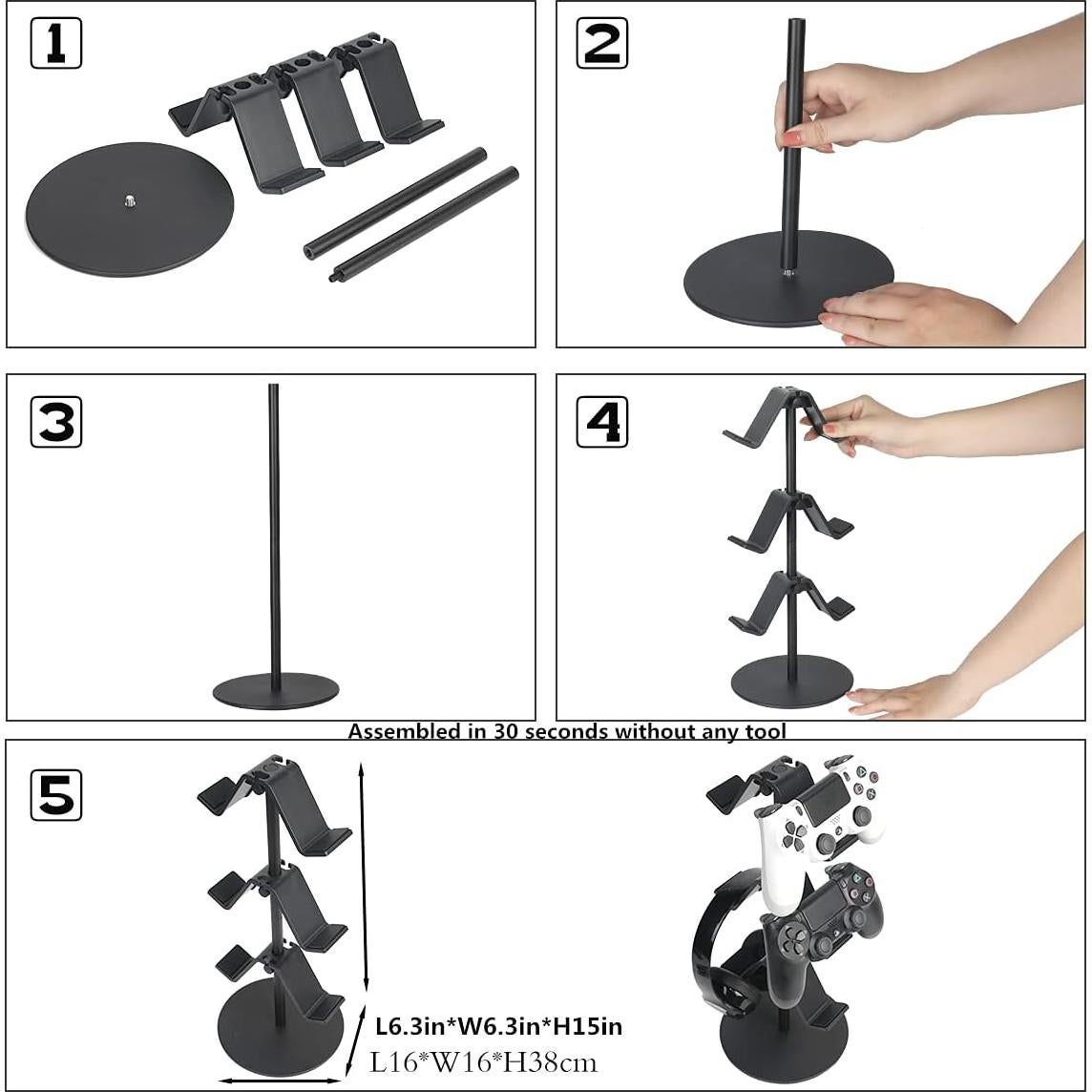 Soporte Multi Ajustable para Controladores y Auriculares KELJUN Negro