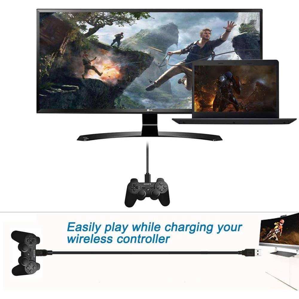 Cable de Carga PS3 SCOVEE 3m Mini USB para Controlador