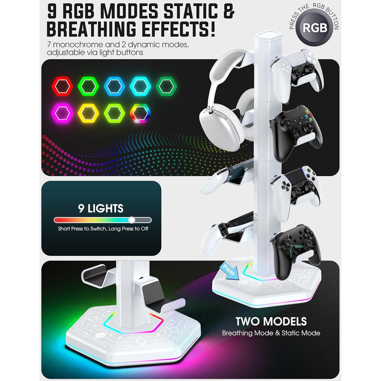 Soporte para Controladores y Auriculares Kytok RGB con Carga USB