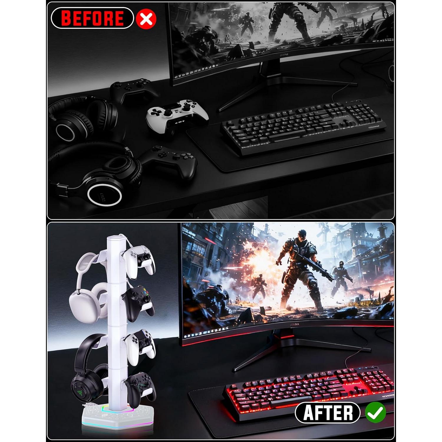 Soporte para Controladores y Auriculares Kytok RGB con Carga USB