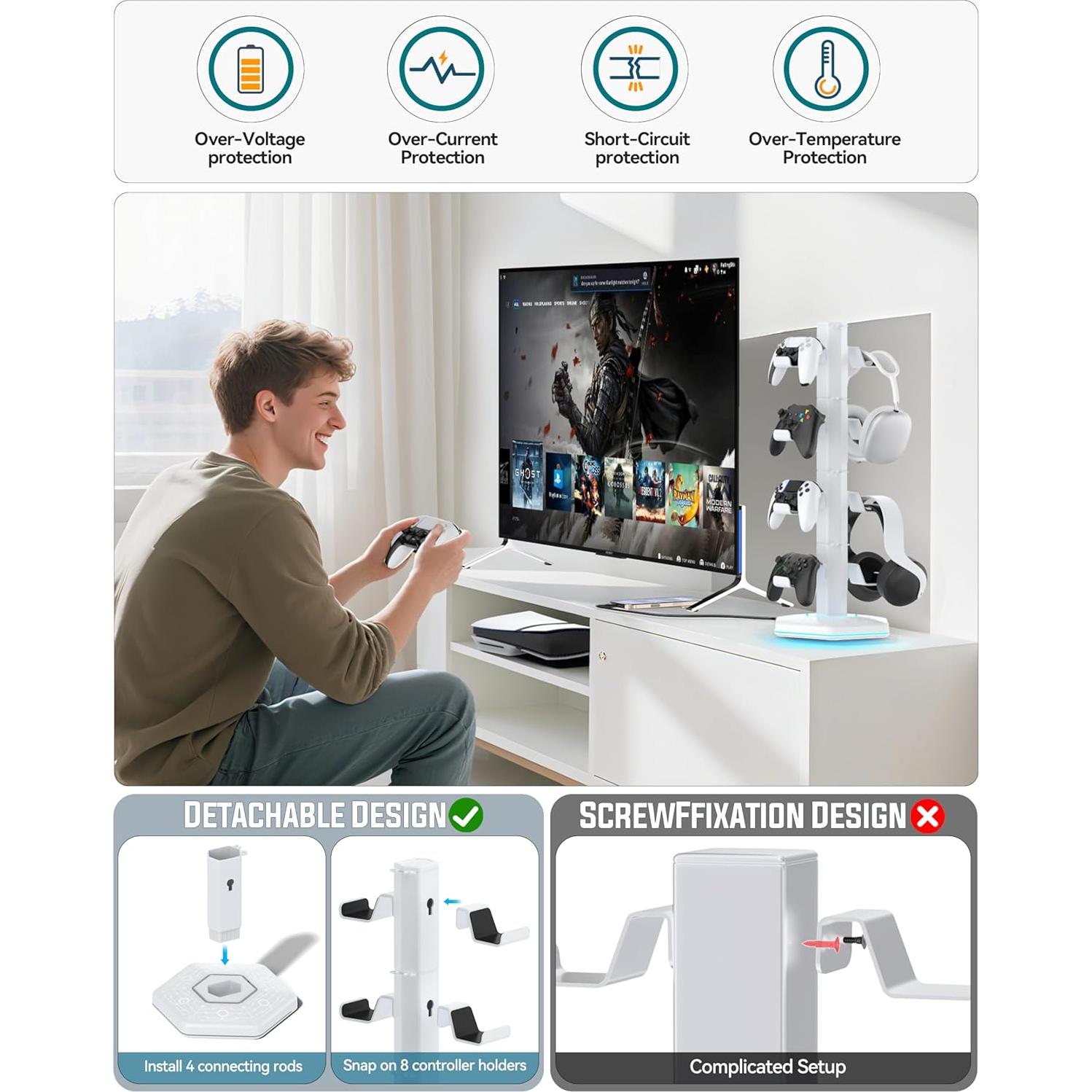 Soporte para Controladores y Auriculares Kytok RGB con Carga USB