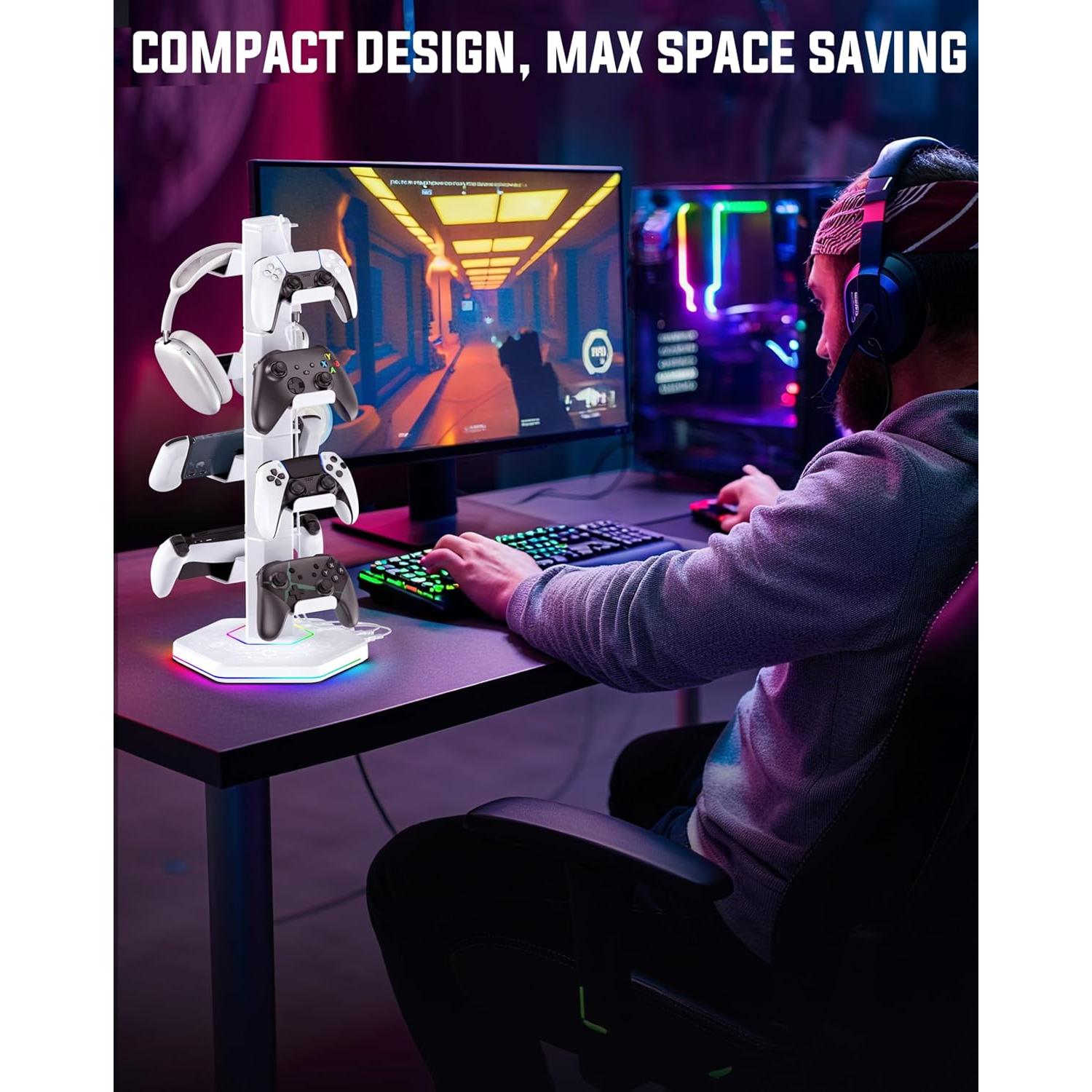 Soporte para Controladores y Auriculares Kytok RGB con Carga USB