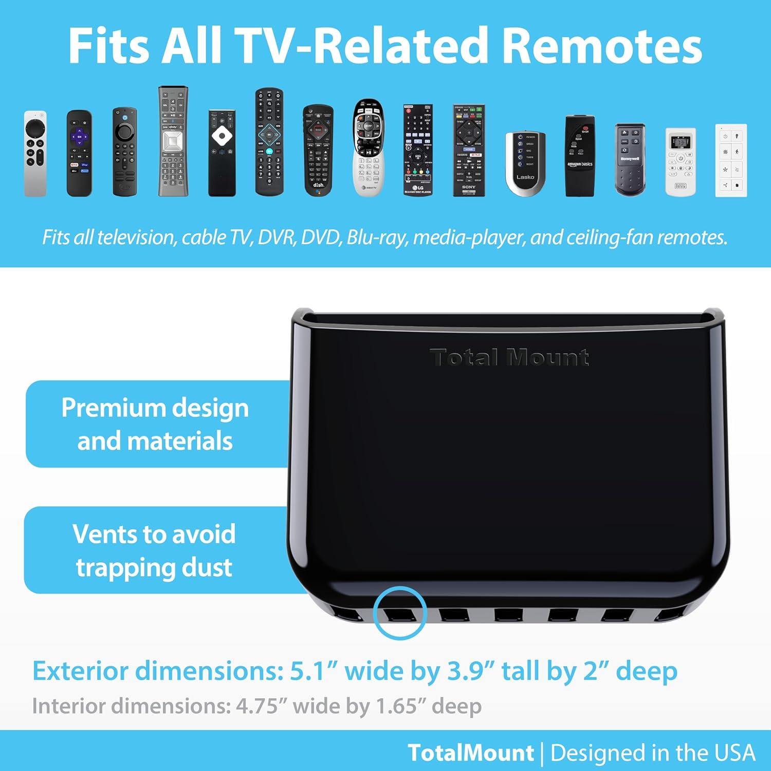 Soporte Universal para Control Remoto TotalMount - Adhesivo y Tornillos - Paquete de 2
