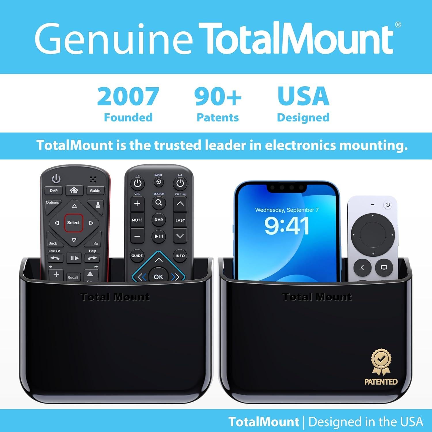 Soporte Universal para Control Remoto TotalMount - Adhesivo y Tornillos - Paquete de 2