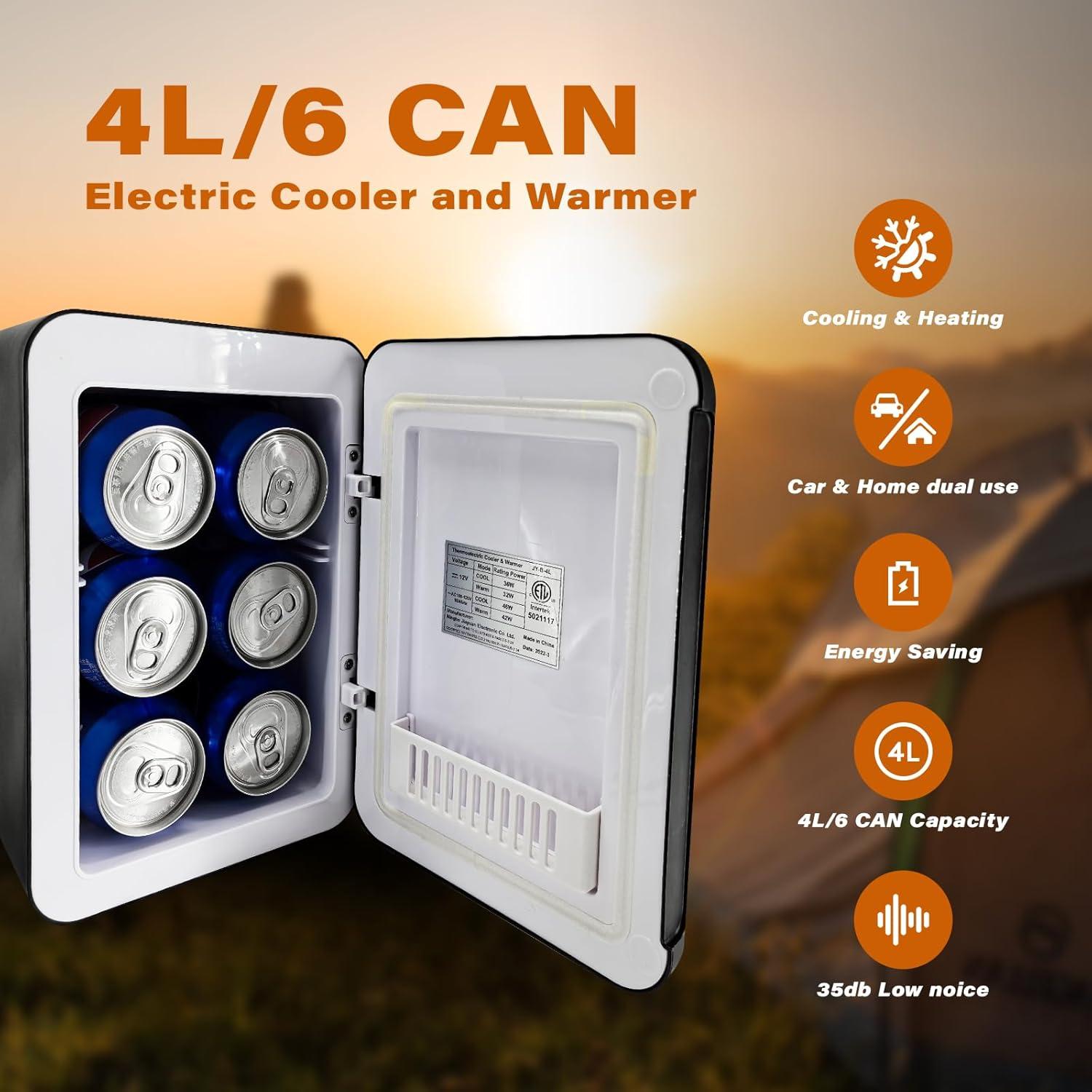 Mini nevera eléctrica AooDen AO-4L-BK 4L para coche y hogar