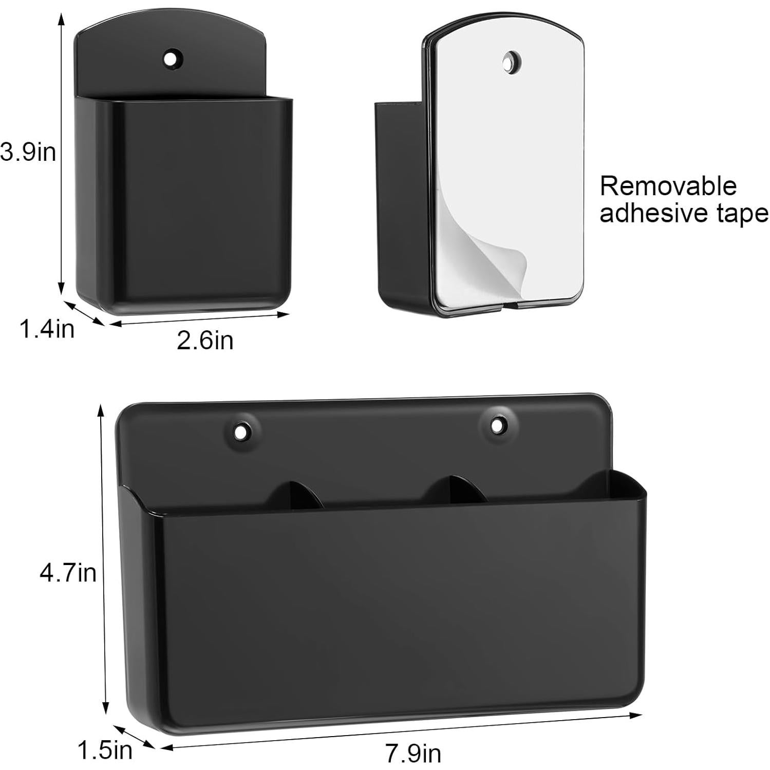 12 Soportes de Control Remoto Autoadhesivos CroBlissful Negro