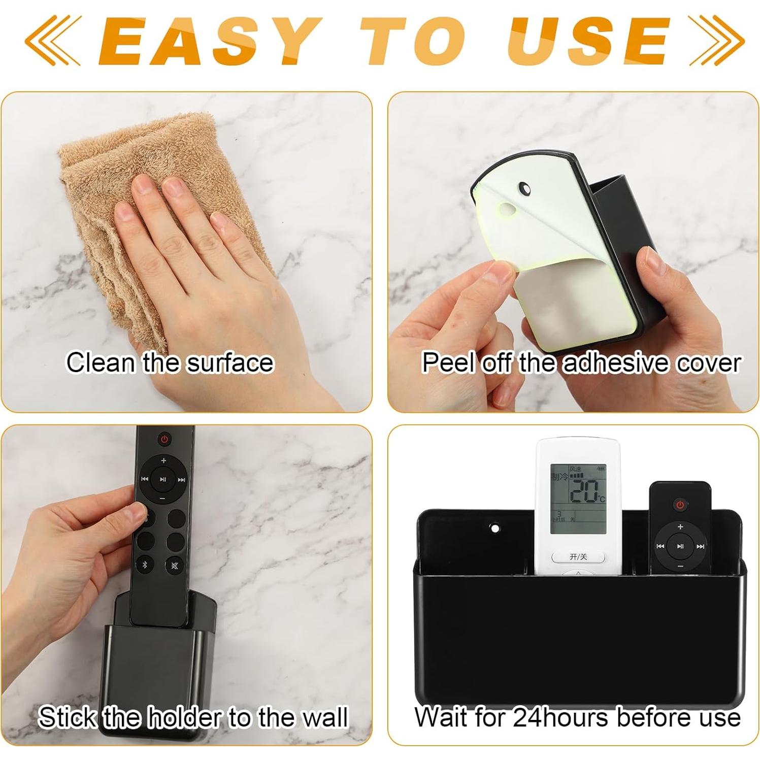 12 Soportes de Control Remoto Autoadhesivos CroBlissful Negro