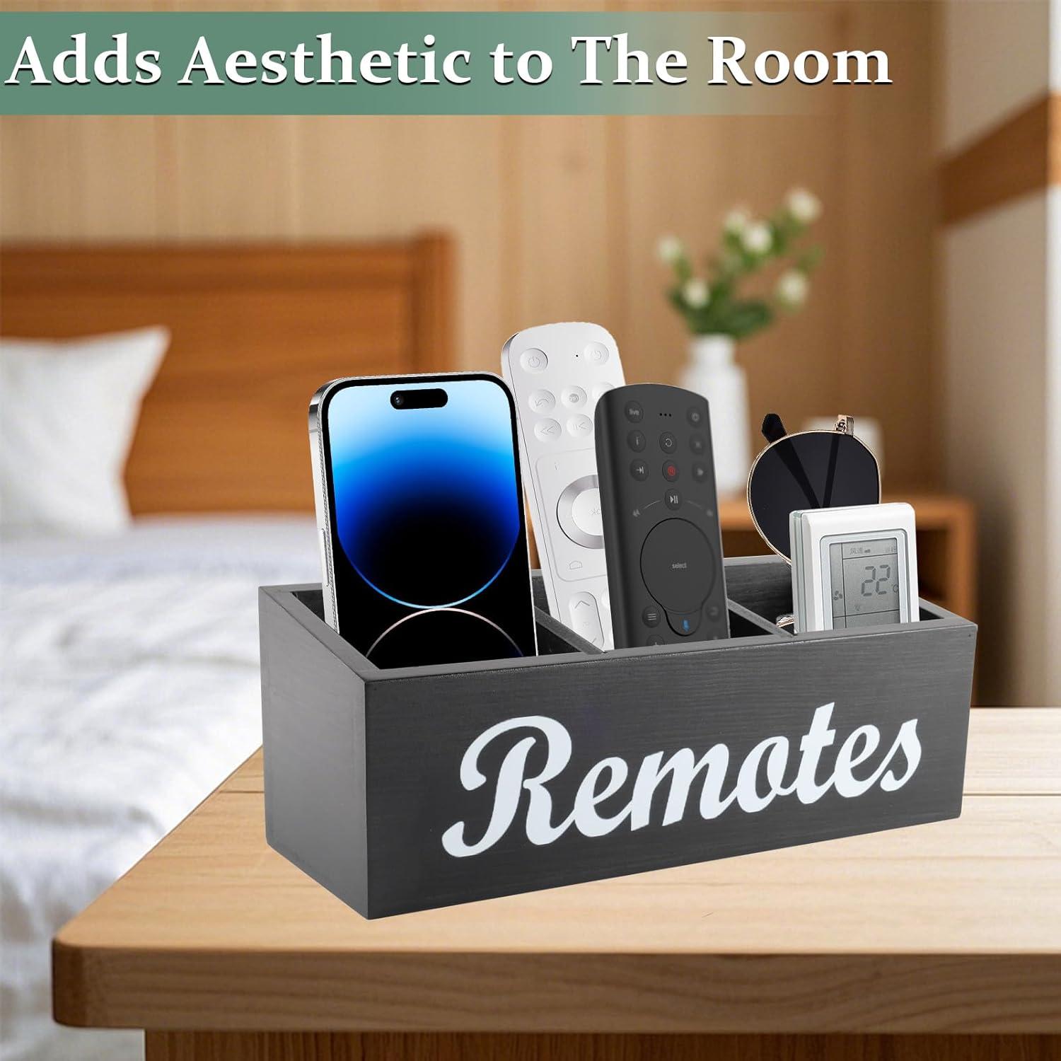 Soporte Organizador de Control Remoto Mowhut 3 Compartimentos Negro