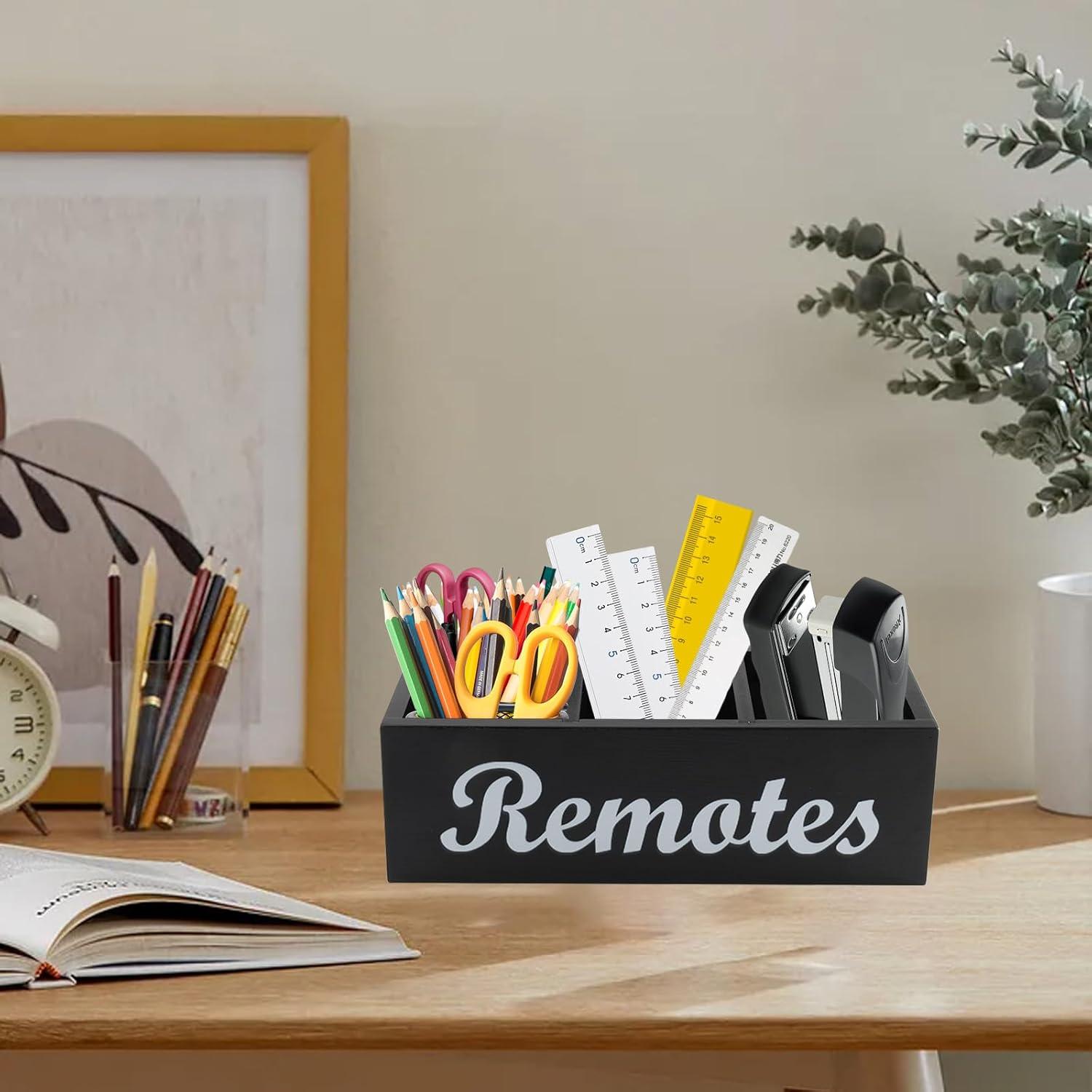 Soporte Organizador de Control Remoto Mowhut 3 Compartimentos Negro