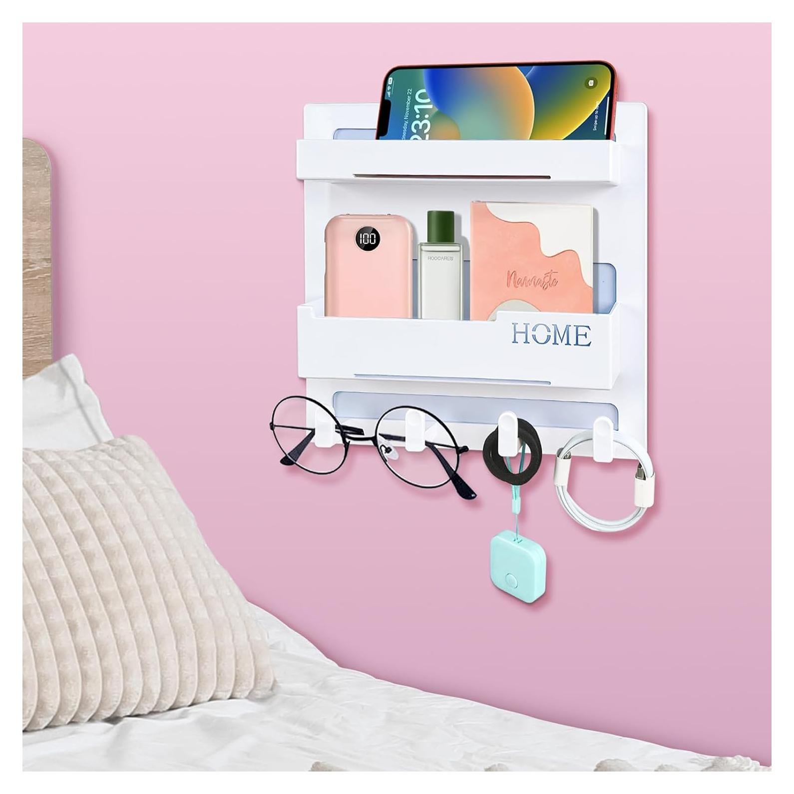 Estante Flotante CHENYAOAI con 4 Ganchos - Blanco 22.9x24.1 cm