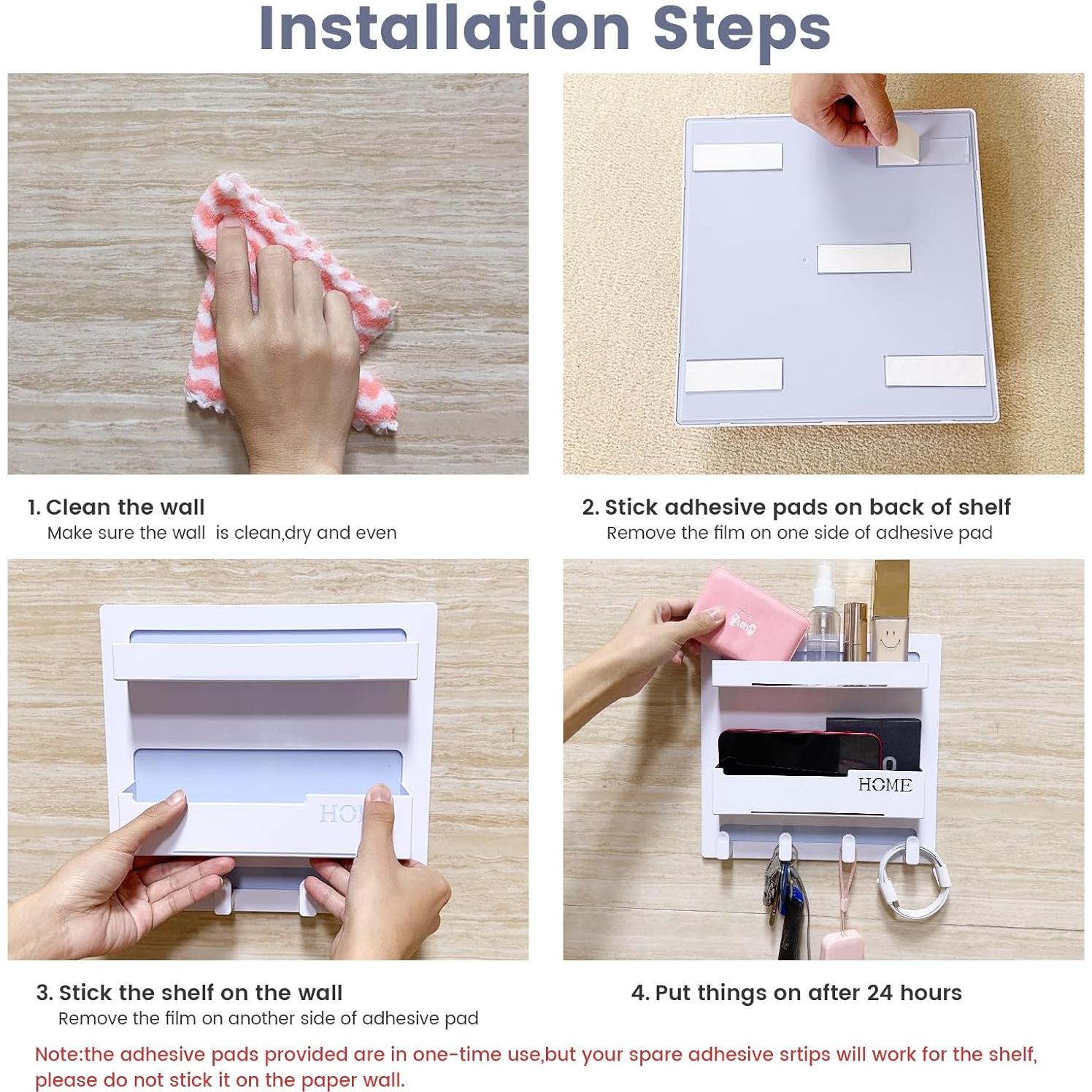 Estante Flotante CHENYAOAI con 4 Ganchos - Blanco 22.9x24.1 cm