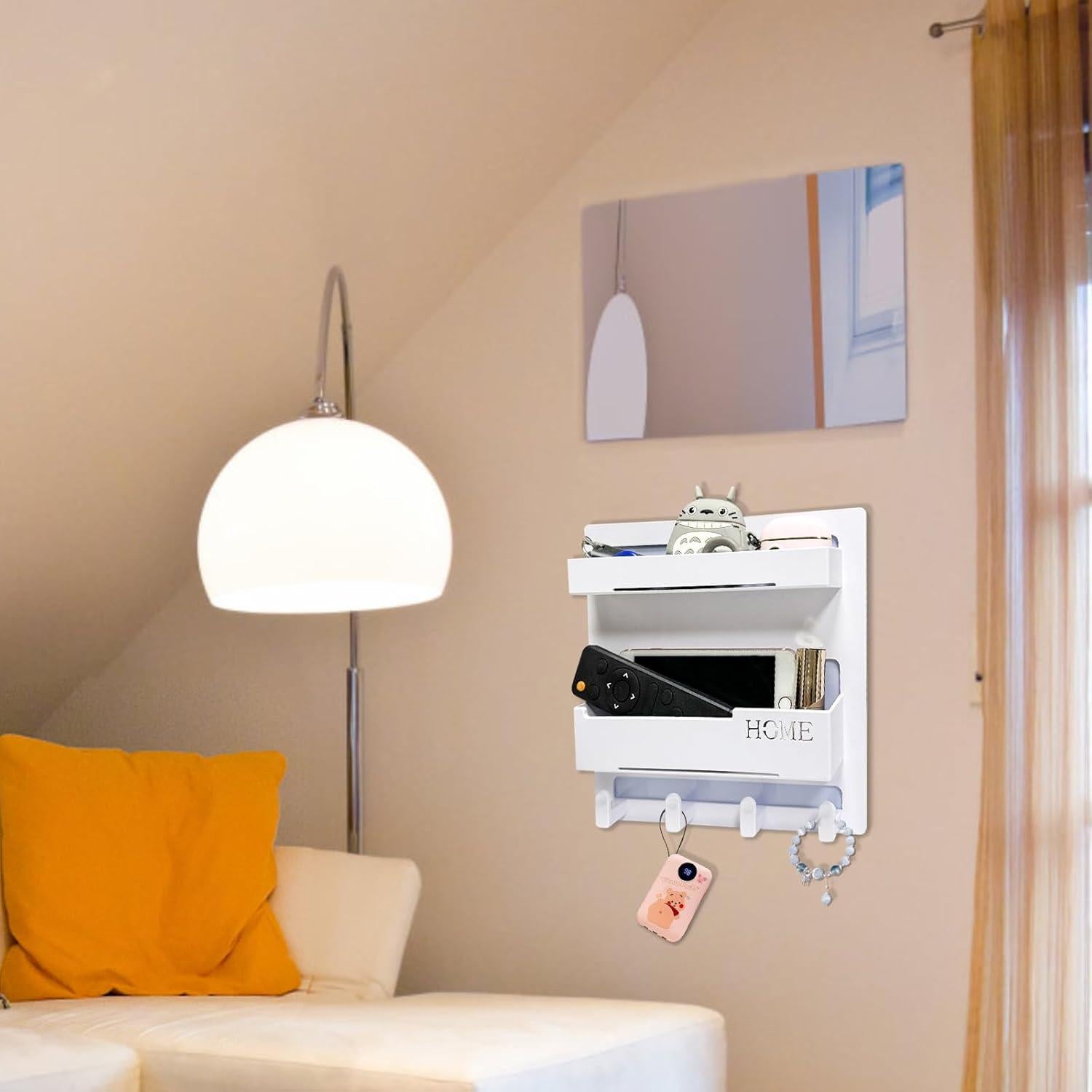 Estante Flotante CHENYAOAI con 4 Ganchos - Blanco 22.9x24.1 cm