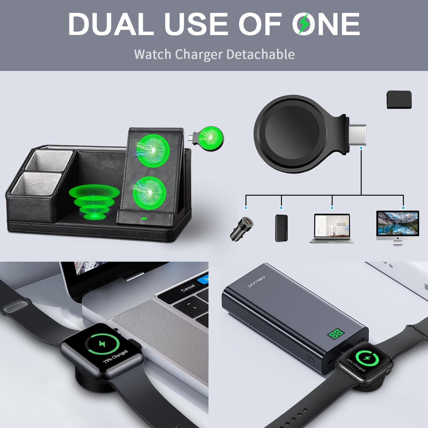 Organizador de Escritorio de Cuero Negro LADSTAG con Carga