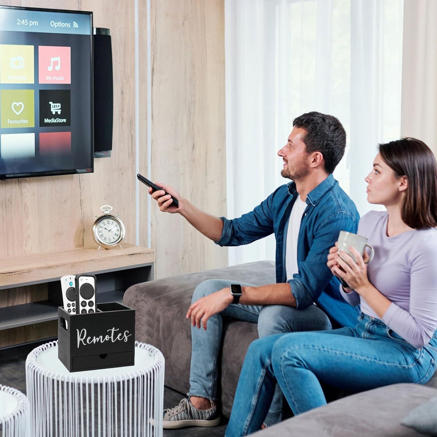 Soporte Organizador de Control Remoto de Madera NNANXING Negro