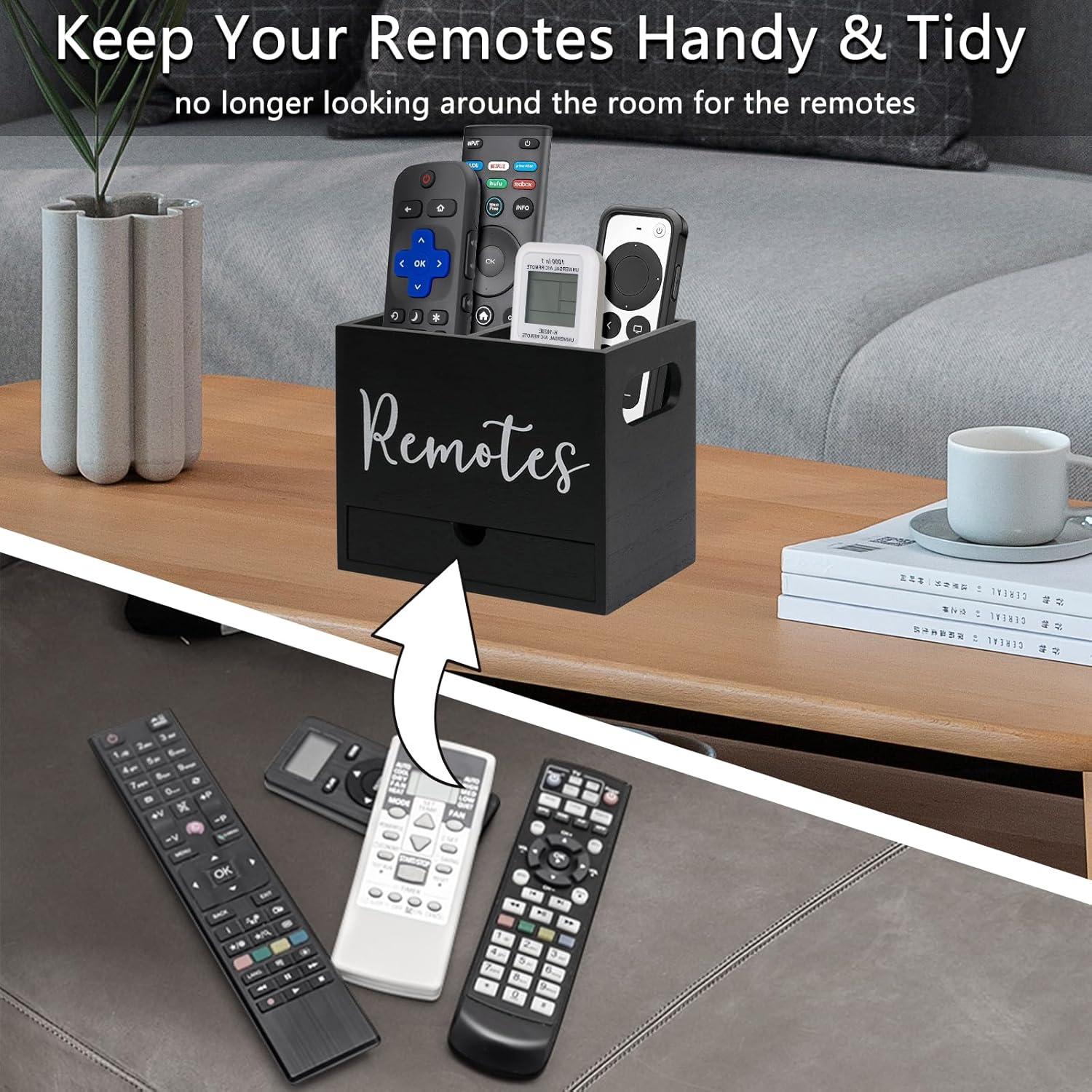 Soporte Organizador de Control Remoto de Madera NNANXING Negro