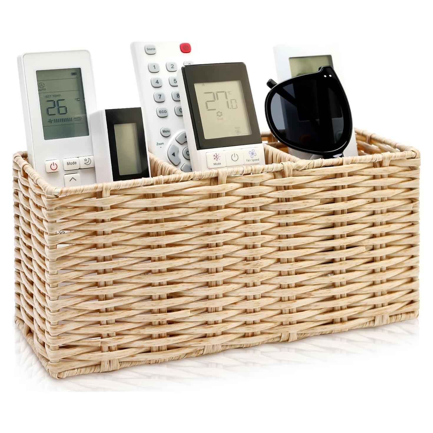 Soporte Organizador de Control Remoto Ayiaren Beige 3 Compartimentos