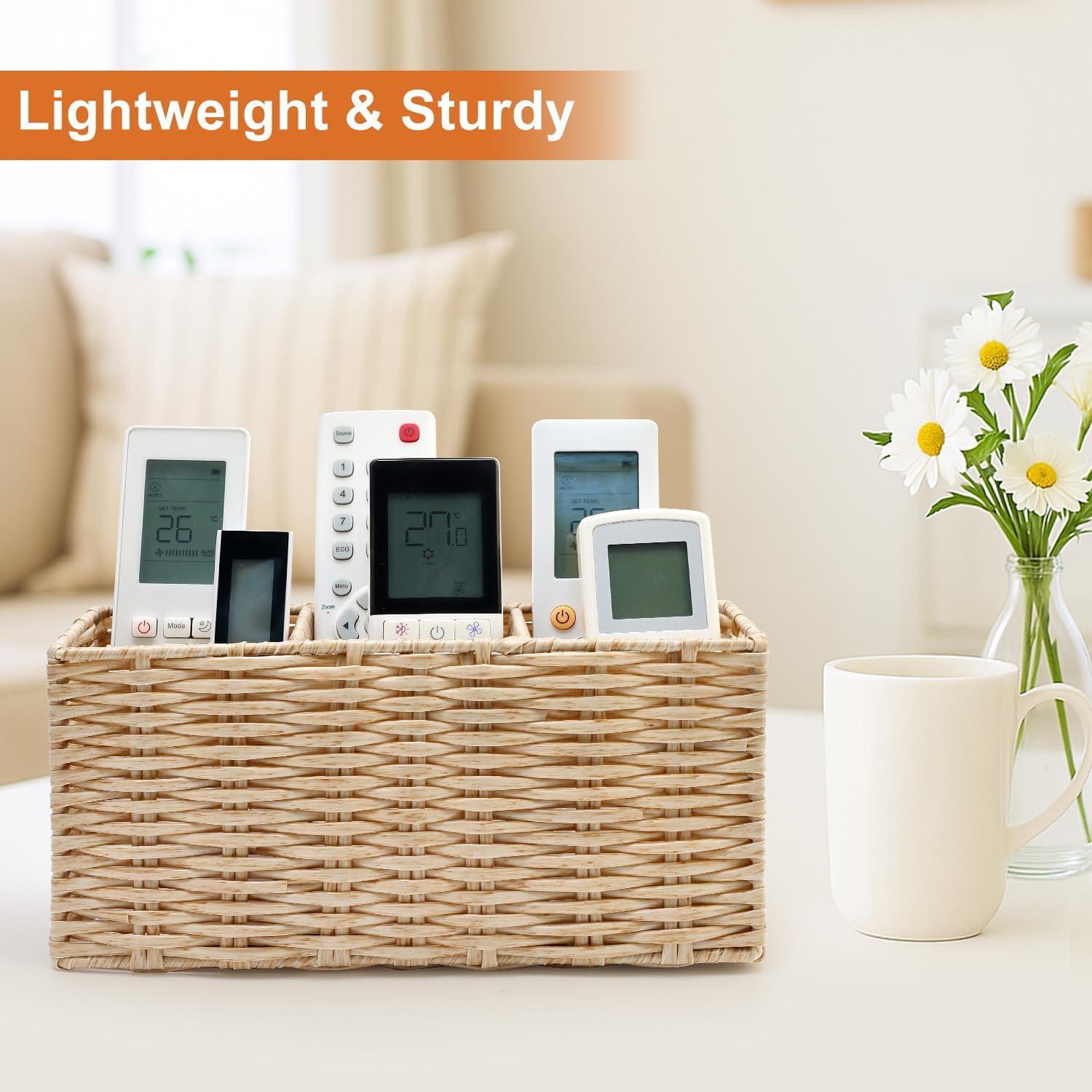 Soporte Organizador de Control Remoto Ayiaren Beige 3 Compartimentos