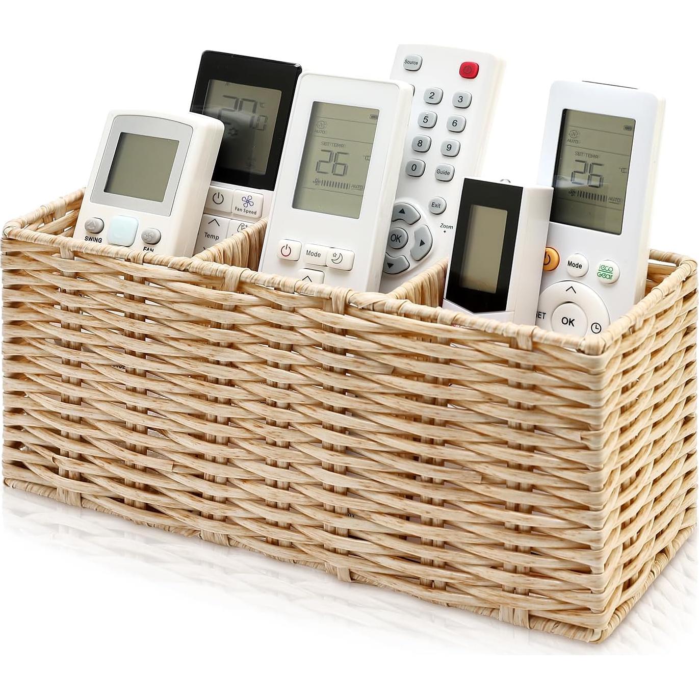 Soporte Organizador de Control Remoto Ayiaren Beige 3 Compartimentos