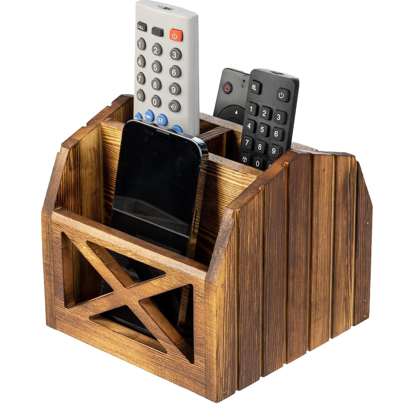 Soporte para Control Remoto FARM IN de Madera Sólida 4 Compartimentos