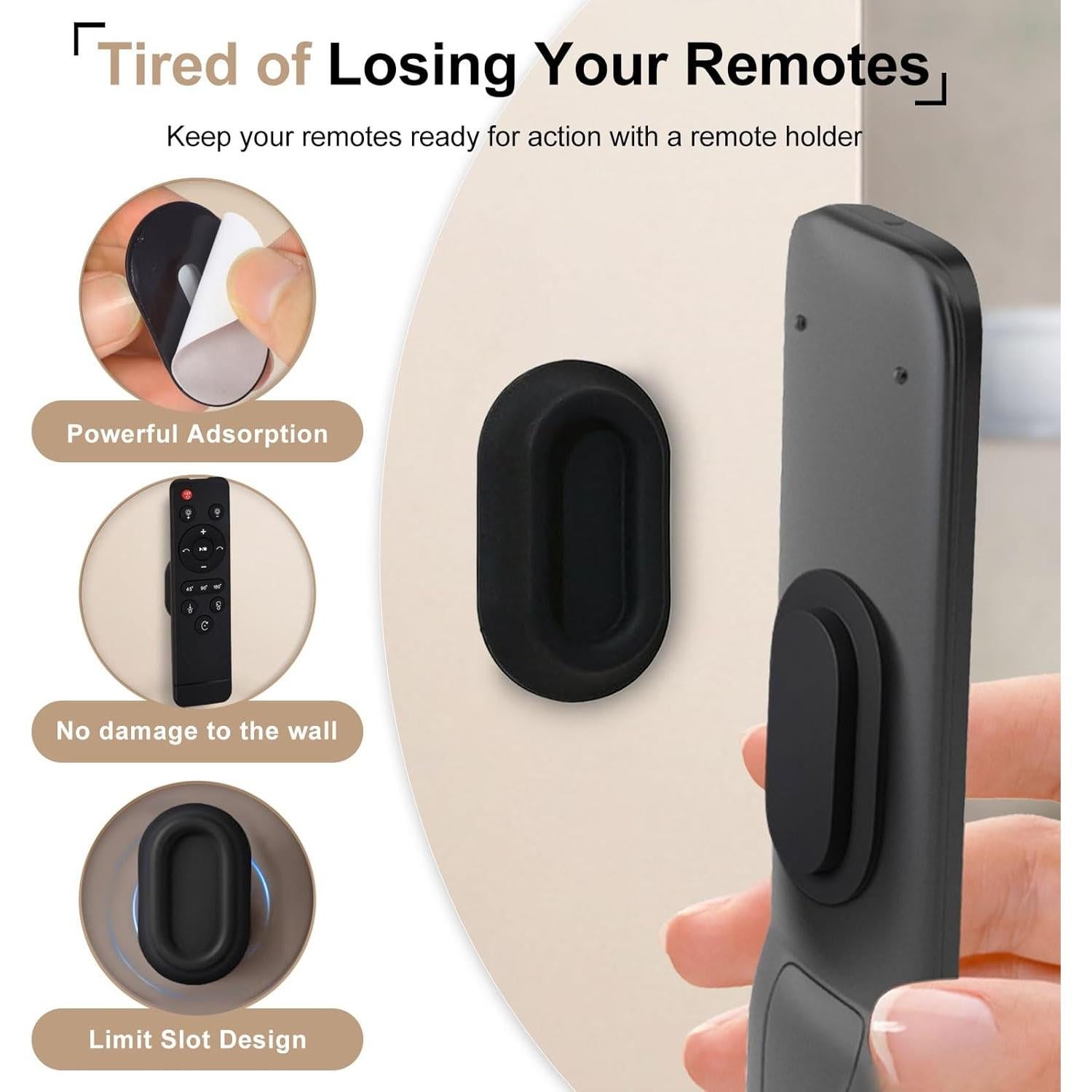 Soporte de Control Remoto Magnético Cfyouend, Paquete de 4, Negro