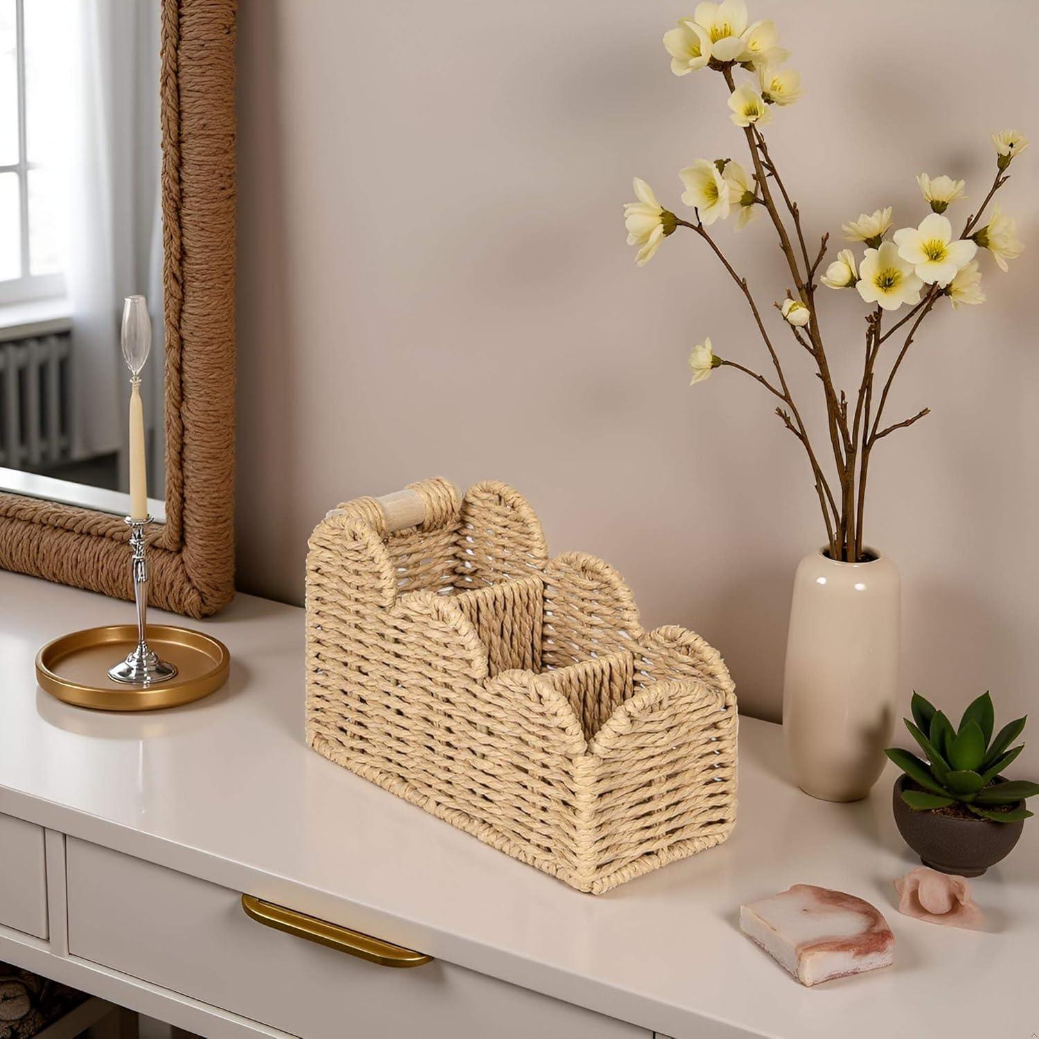 CuboLand Organizador de Escritorio Beige con Borde 21x10x14cm