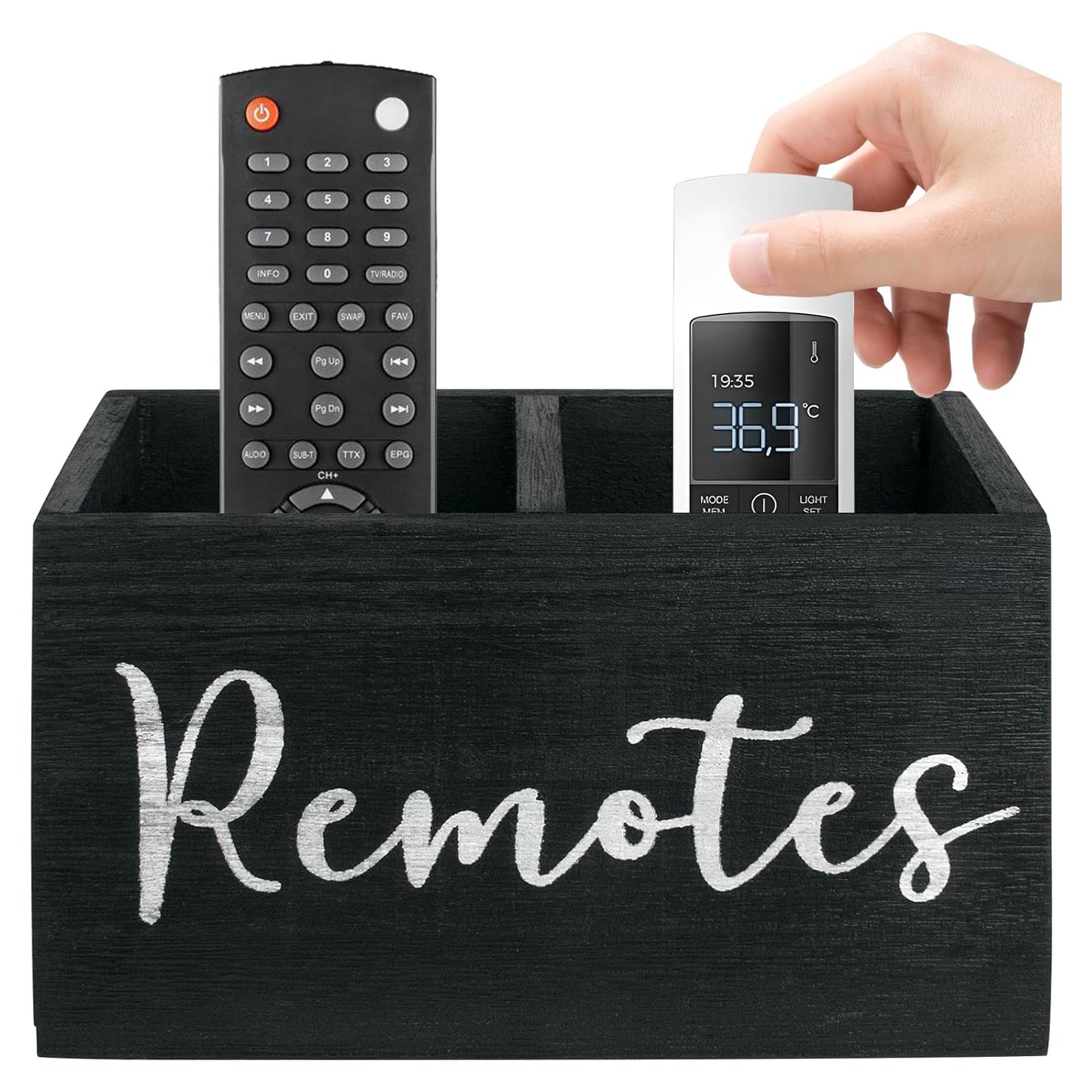 Soporte Organizador de Control Remoto SIBRANT 2 Compartimentos Negro