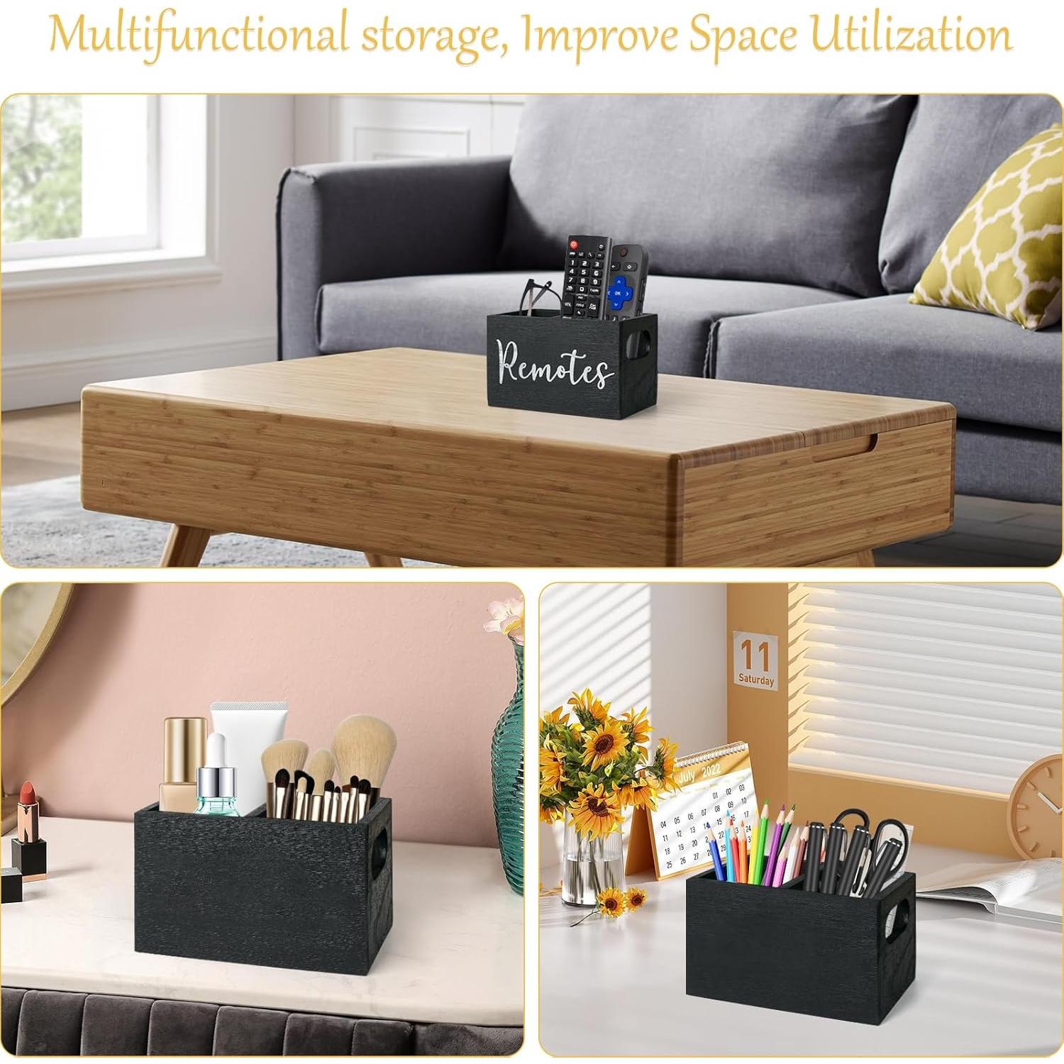 Soporte Organizador de Control Remoto SIBRANT 2 Compartimentos Negro