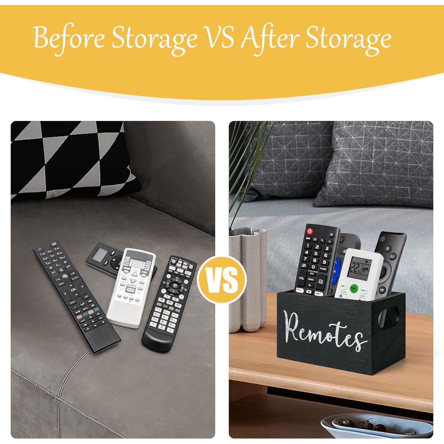 Soporte Organizador de Control Remoto SIBRANT 2 Compartimentos Negro