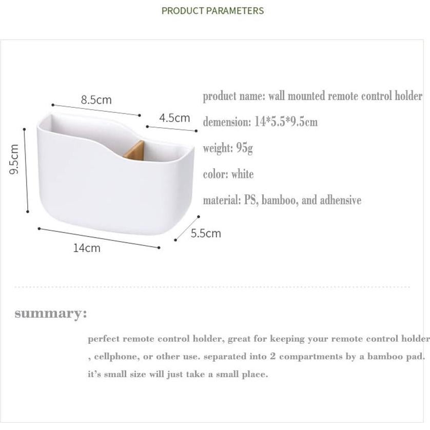 Soporte Organizador de Control Remoto Whillar Blanco 14x5.5x9 cm