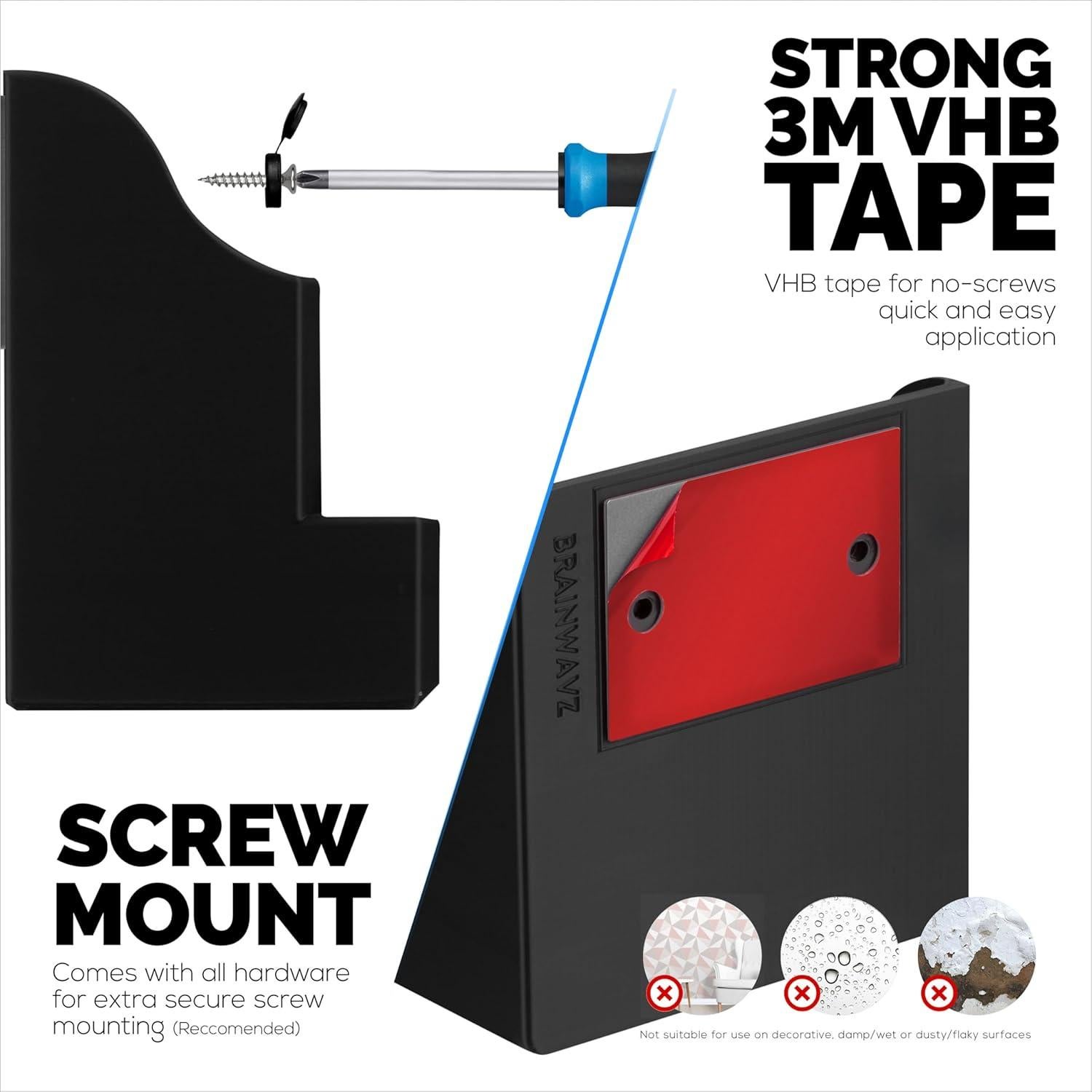 Soporte de Pared BRAINWAVZ para Control Remoto Negro