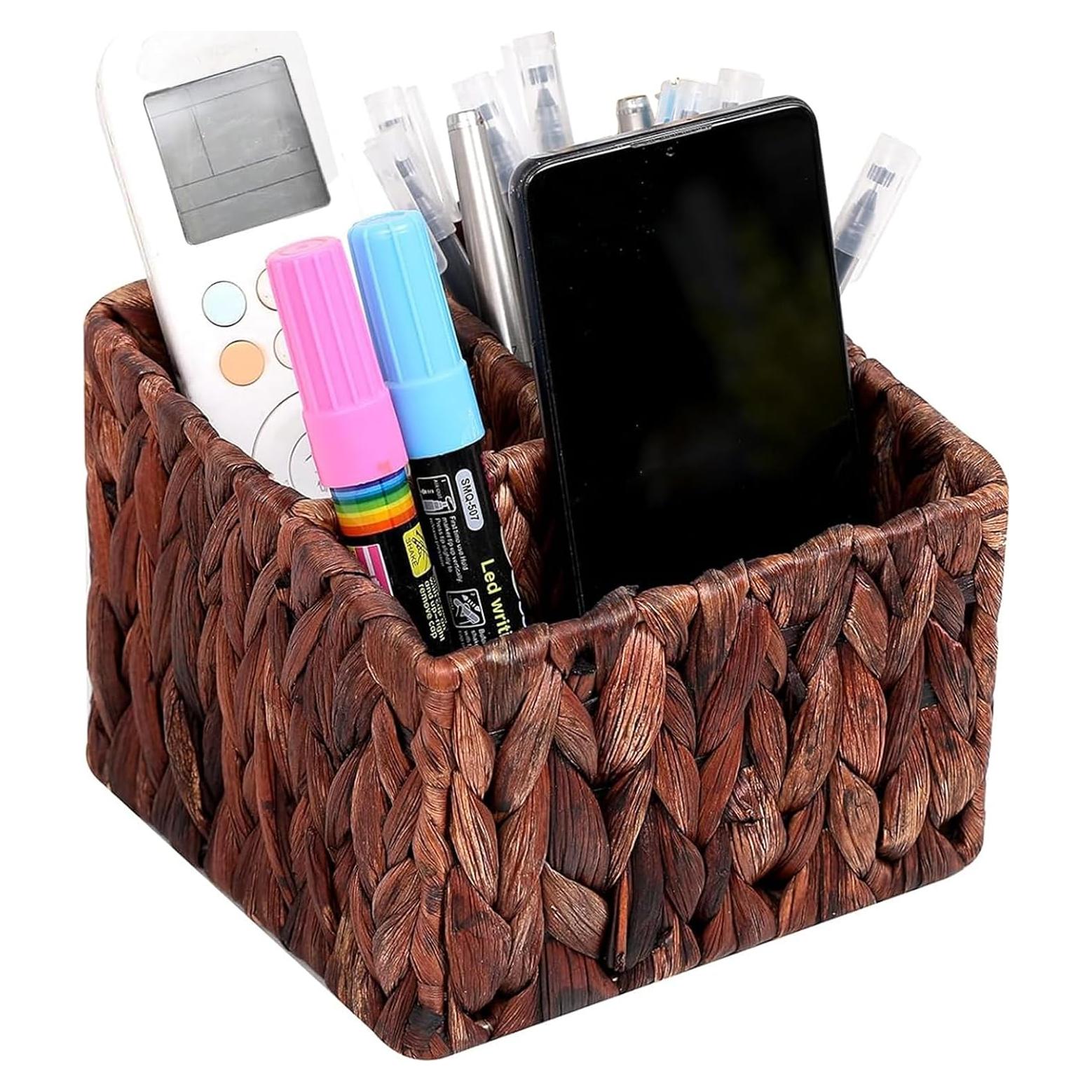 Organizador de Escritorio CXIFUYA de Mimbre Chocolate 3 Compartimentos