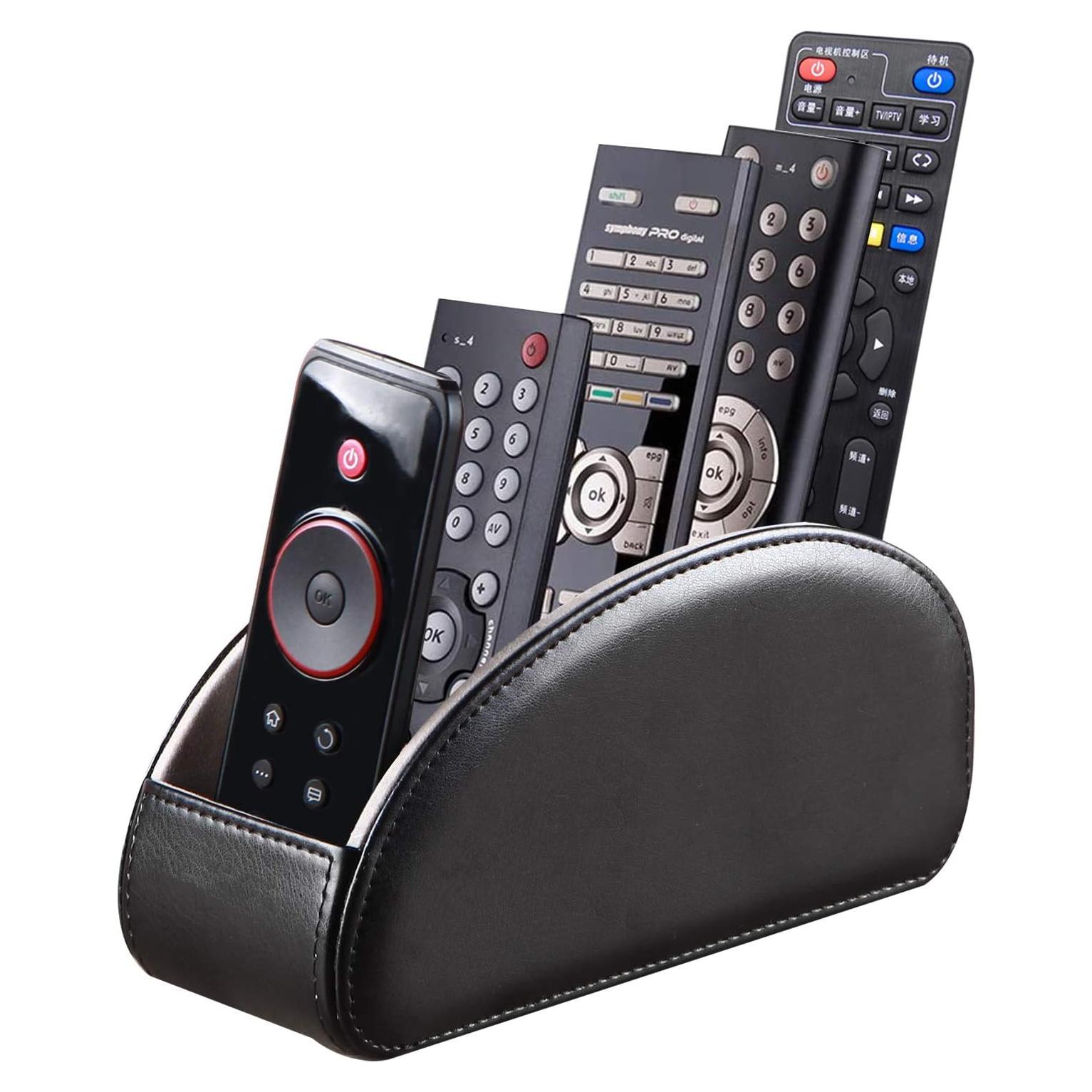 Organizador de Control Remoto Ayunga de Cuero PU 5 Compartimentos Negro