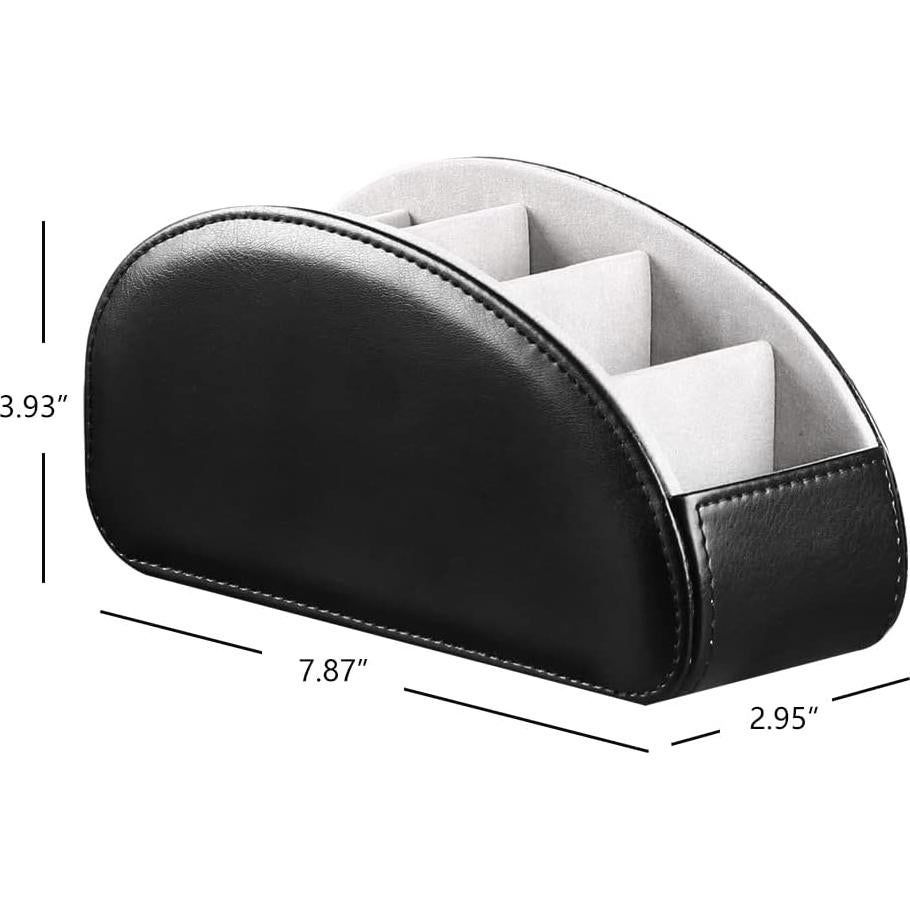 Organizador de Control Remoto Ayunga de Cuero PU 5 Compartimentos Negro