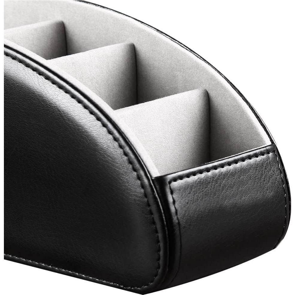 Organizador de Control Remoto Ayunga de Cuero PU 5 Compartimentos Negro
