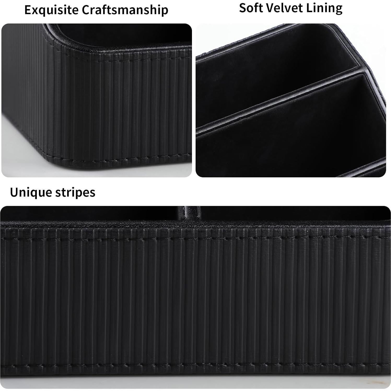 Organizador de Escritorio Cretkhp de Cuero PU Negro 4 Compartimentos