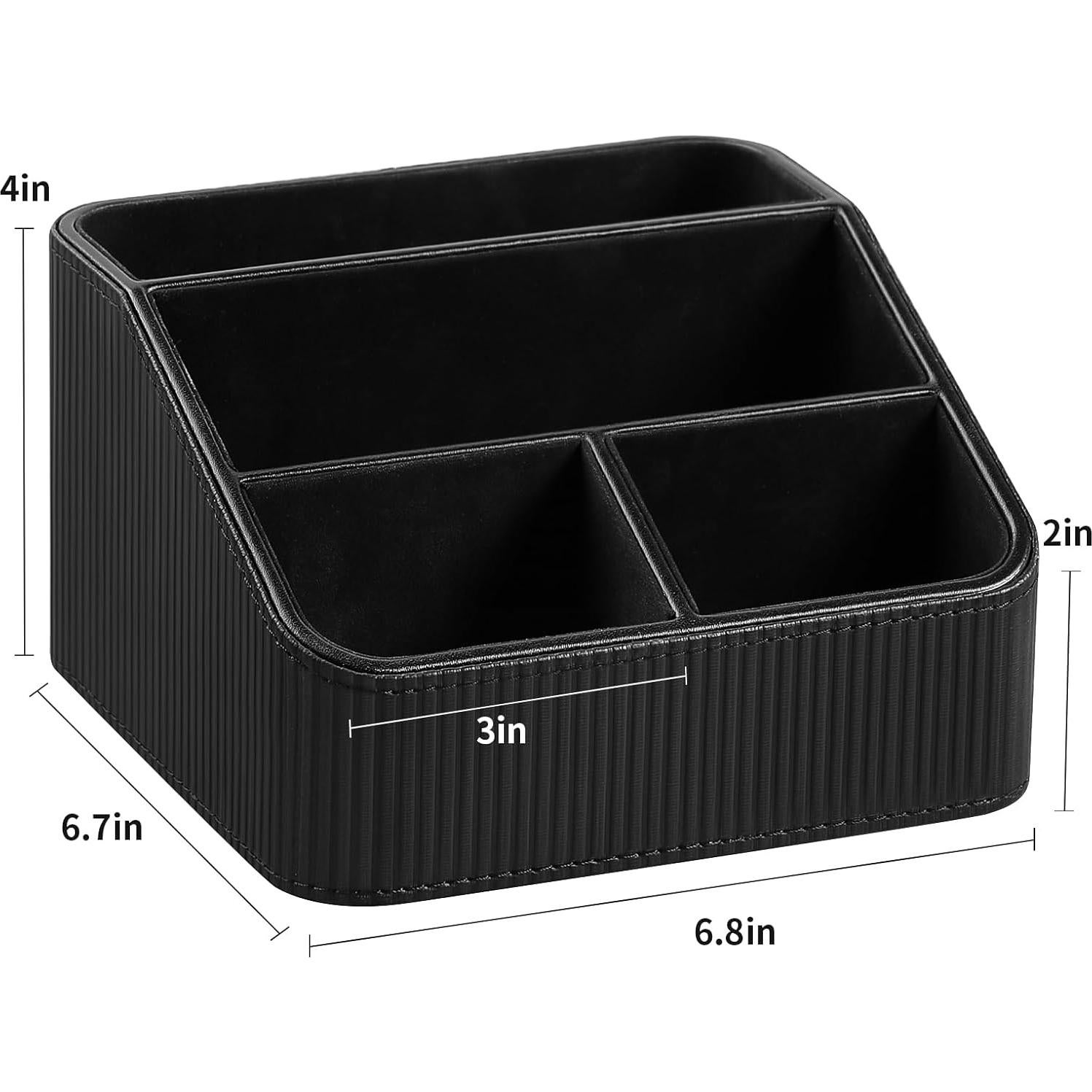 Organizador de Escritorio Cretkhp de Cuero PU Negro 4 Compartimentos