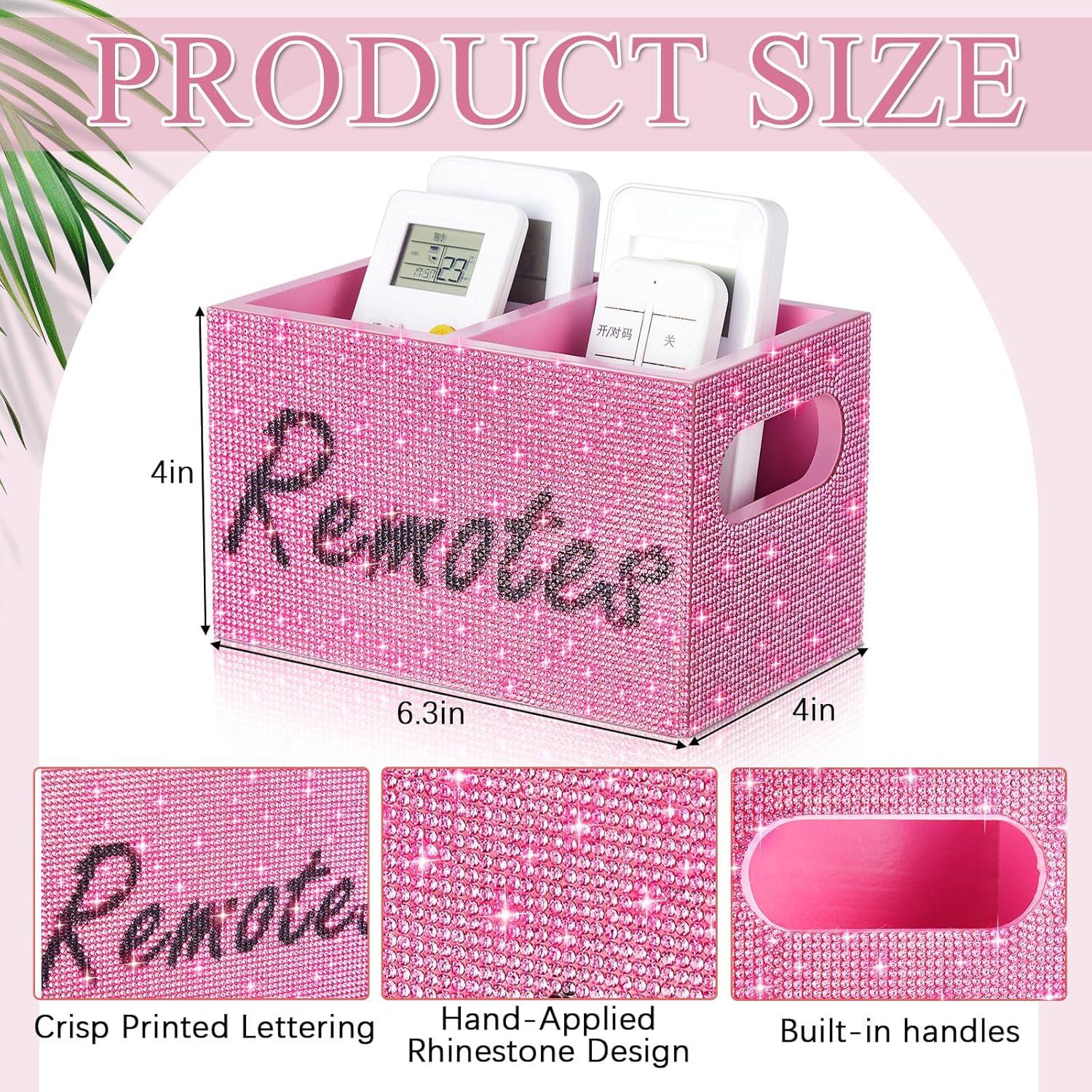 Soporte Organizador de Control Remoto MotiMind Rosa con Rhinestones