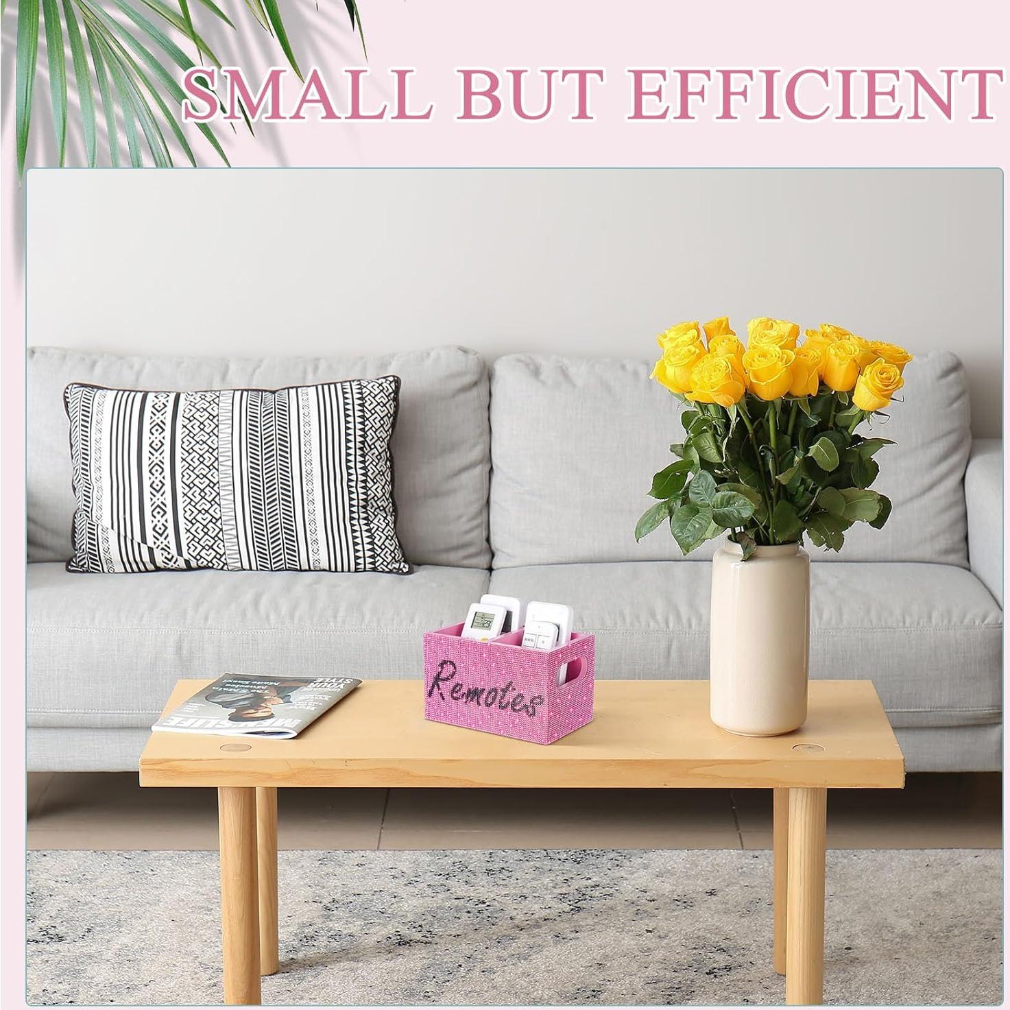 Soporte Organizador de Control Remoto MotiMind Rosa con Rhinestones