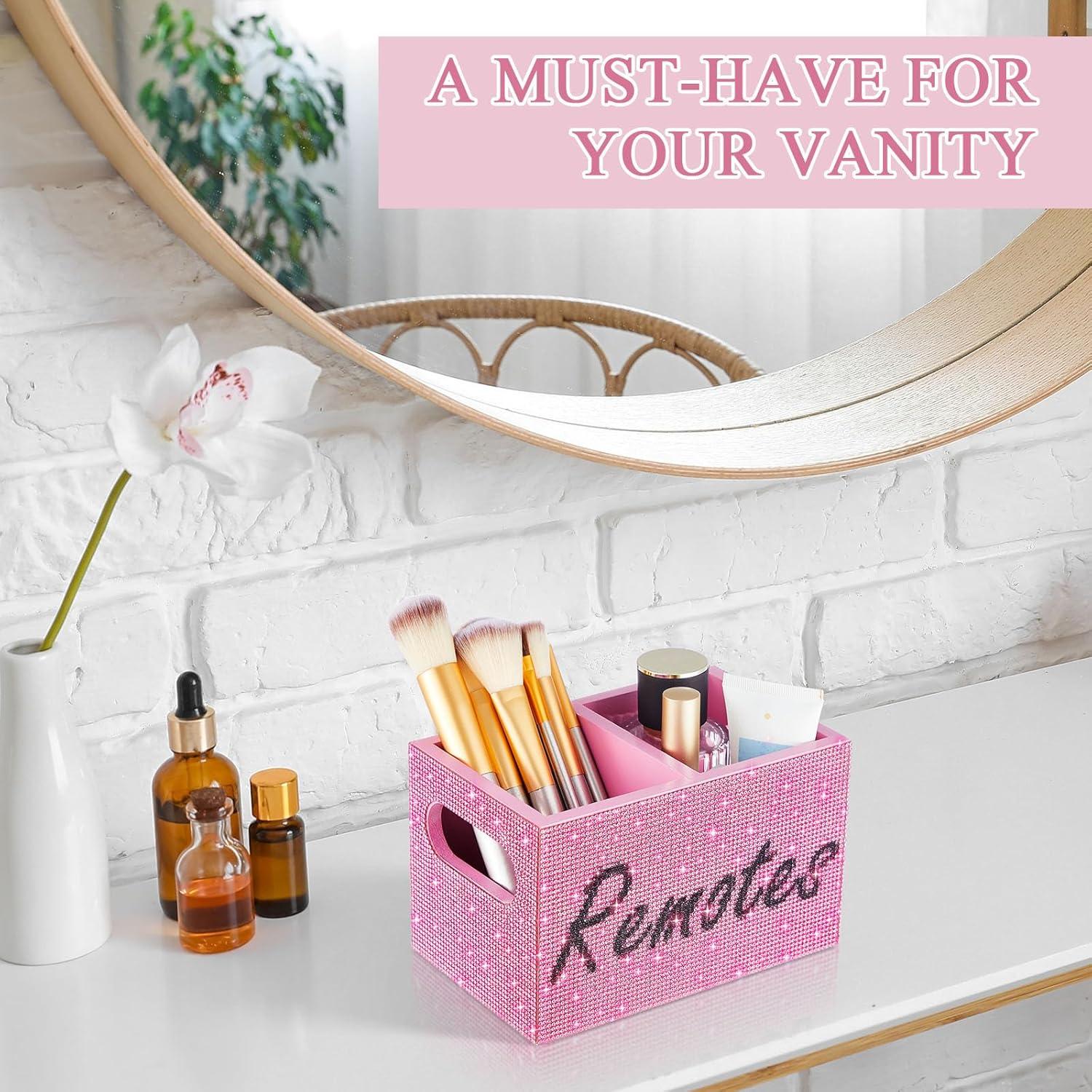 Soporte Organizador de Control Remoto MotiMind Rosa con Rhinestones